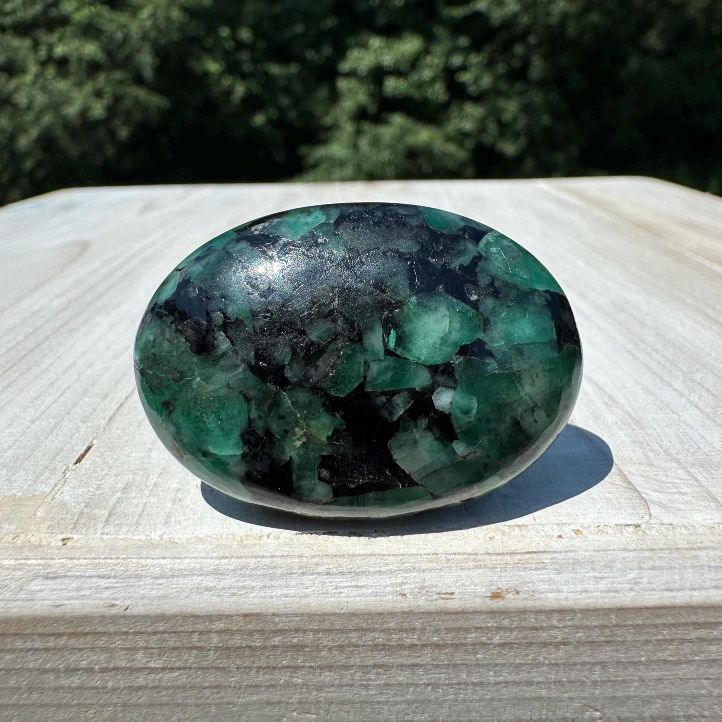 Beautiful Natural High Quality Emerald Polished Palm Stone - #2