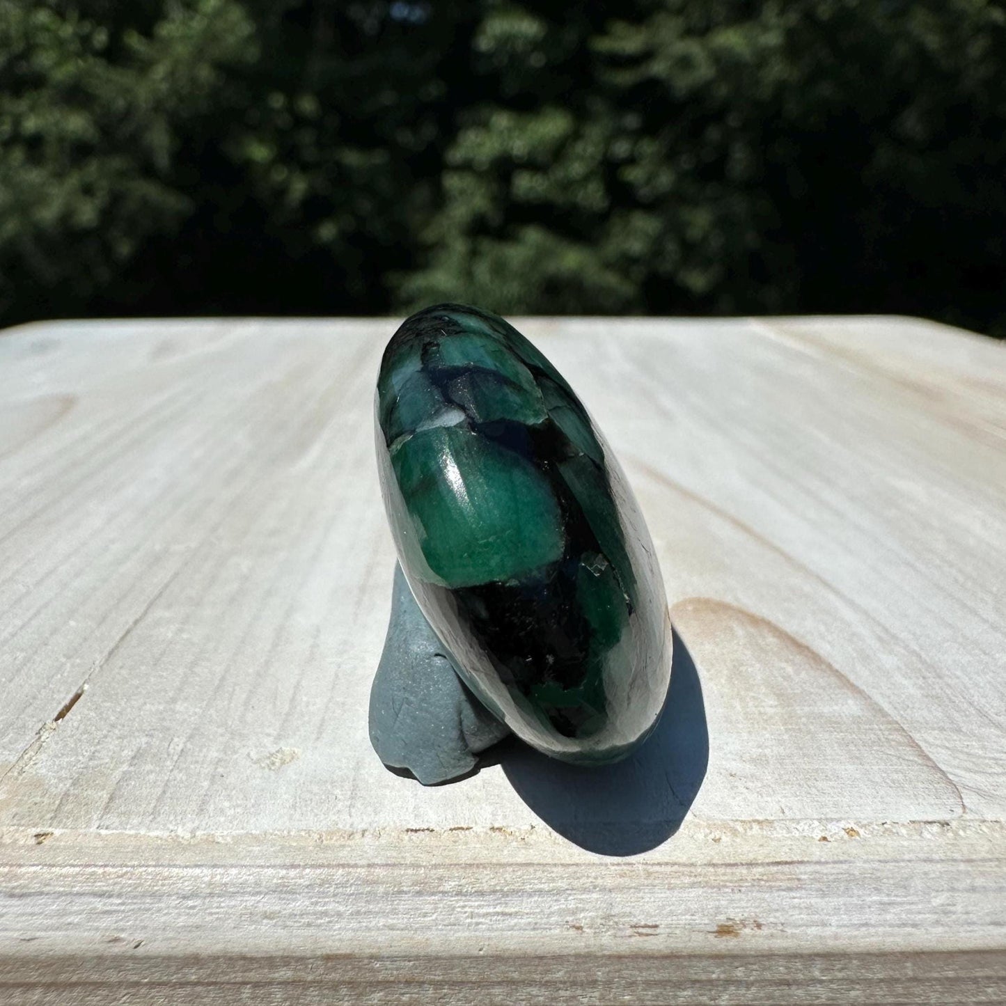 Beautiful Natural High Quality Emerald Polished Palm Stone - #2