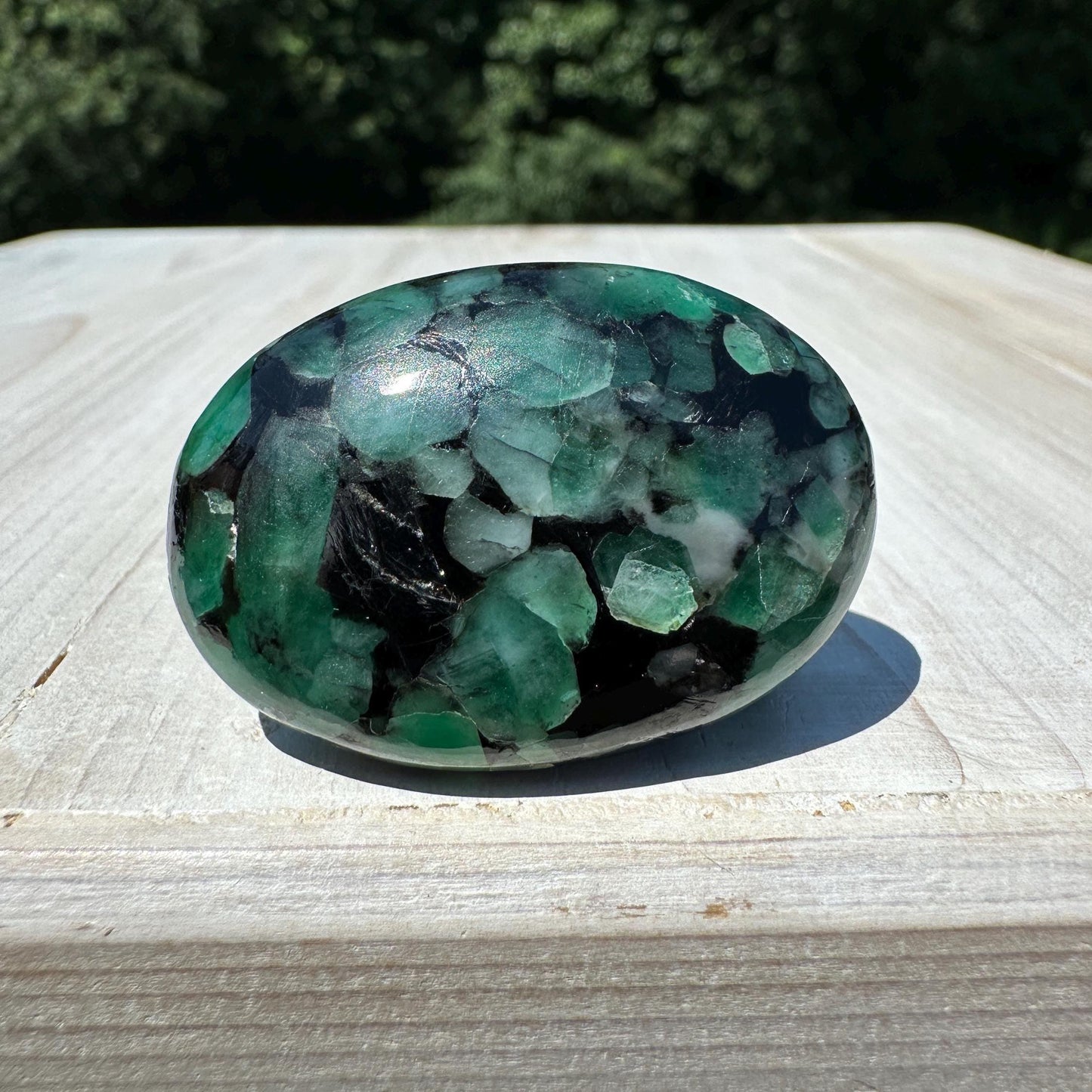 Beautiful Natural High Quality Emerald Polished Palm Stone - #2