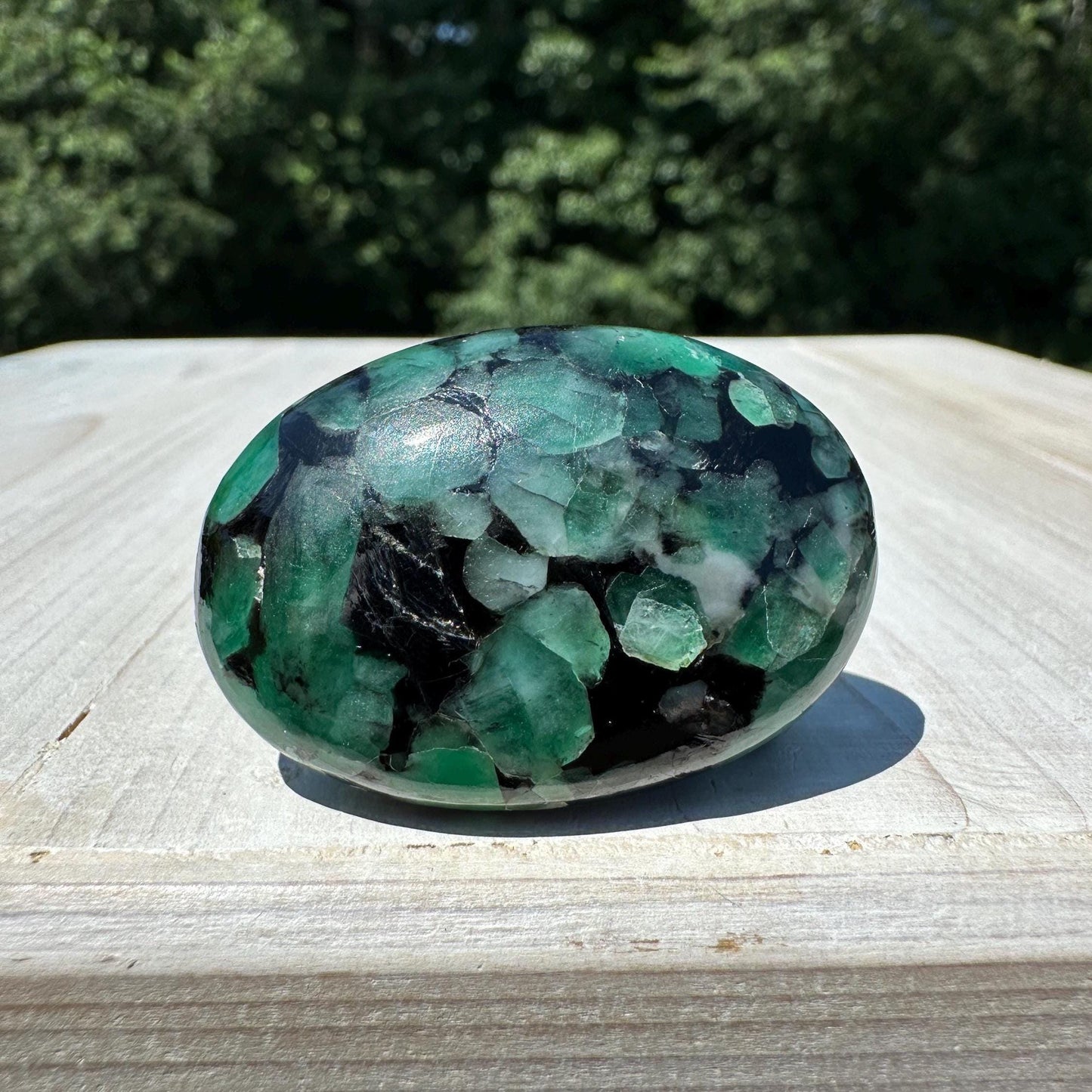 Beautiful Natural High Quality Emerald Polished Palm Stone - #2