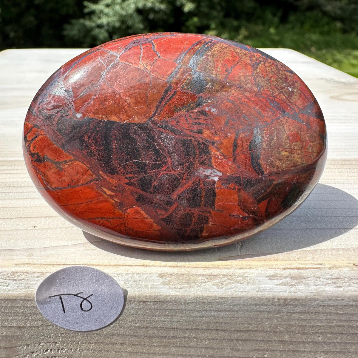 Beautiful Natural Tiger Iron Jasper Crystal Palm Stone - #8