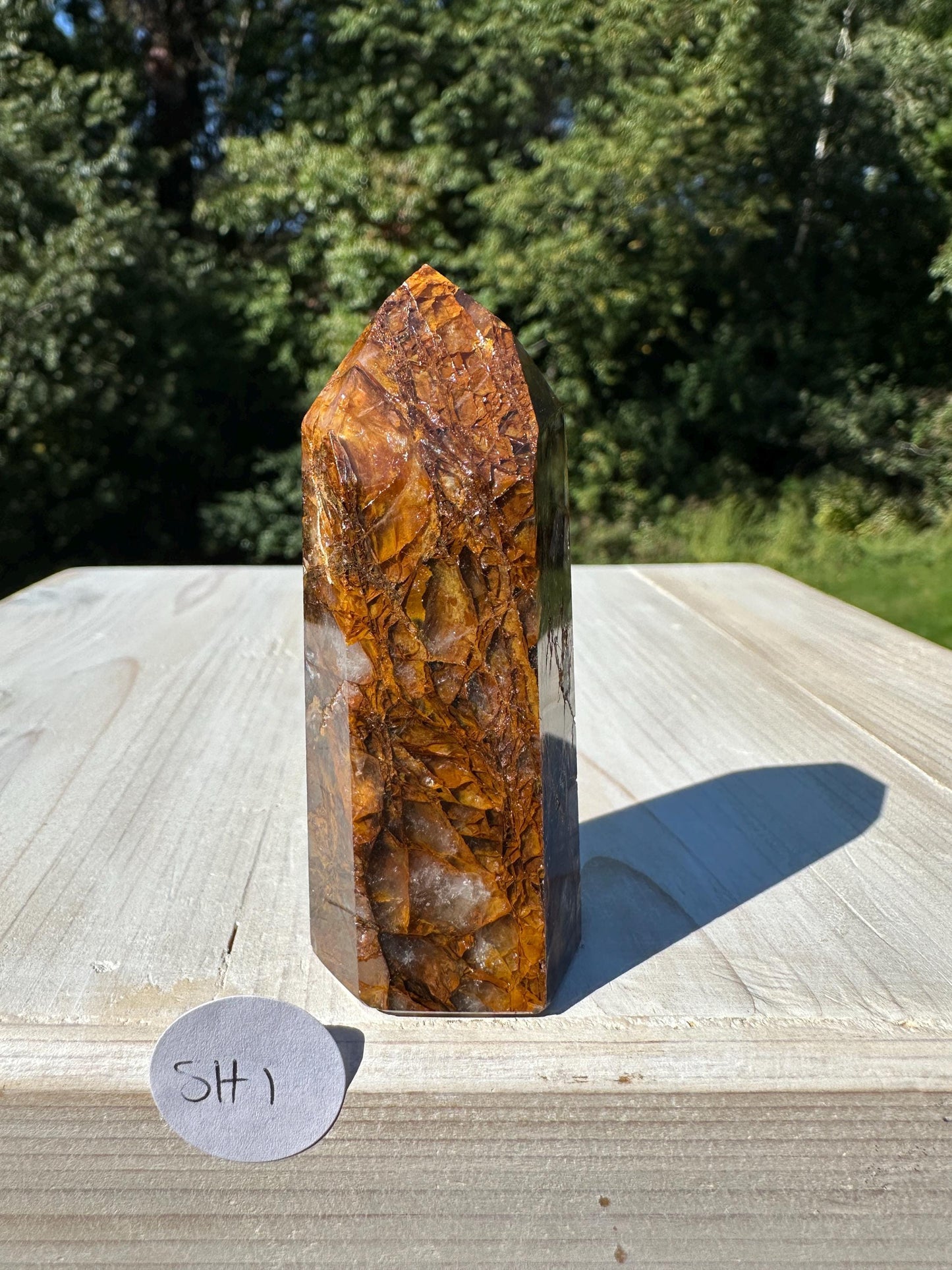 Stunning Smoky Golden Healer Polished Point from Brazil - #1