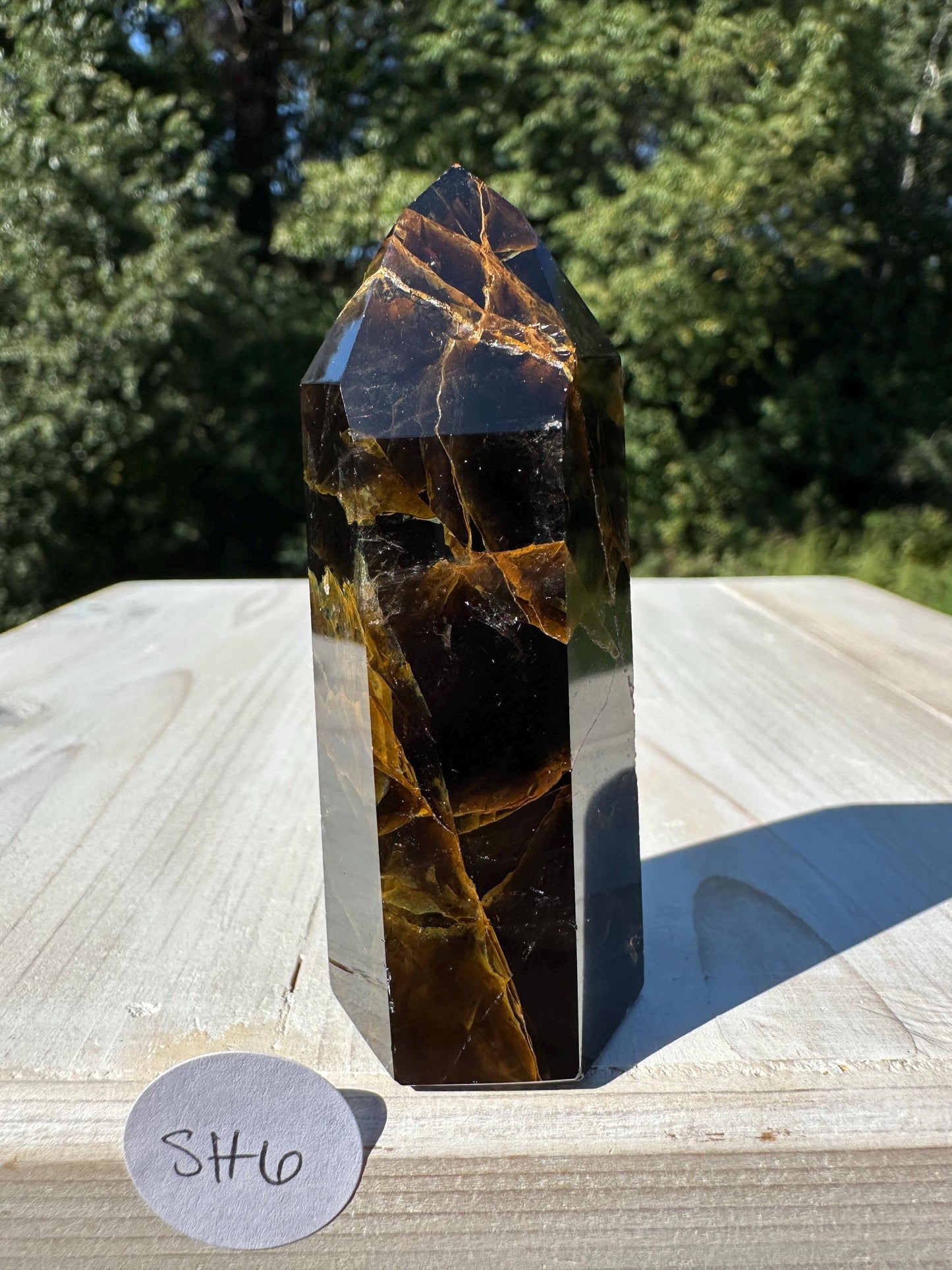 Stunning Smoky Golden Healer Polished Point from Brazil - #6