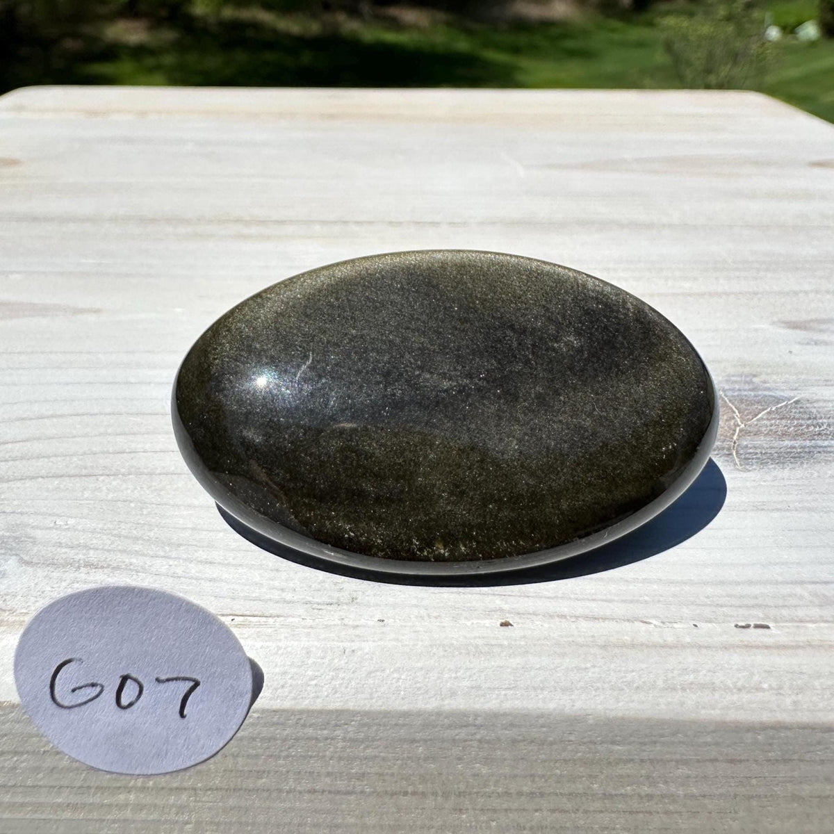 Beautiful Natural Gold Obsidian Crystal Palm Stone - #7