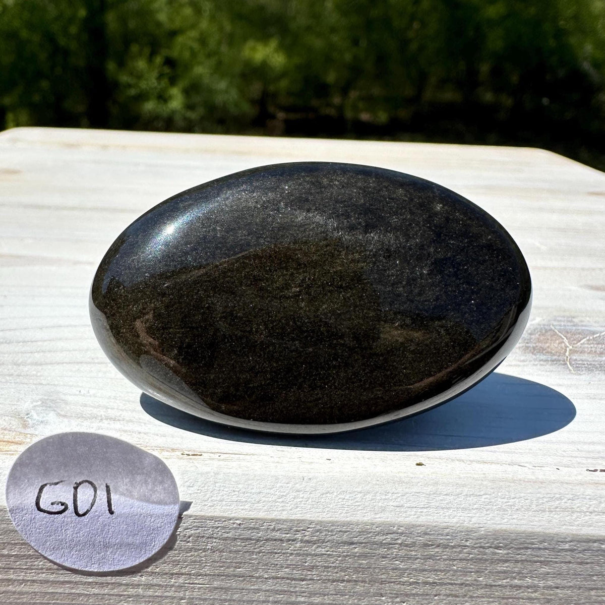 Beautiful Natural Gold Obsidian Crystal Palm Stone - #1