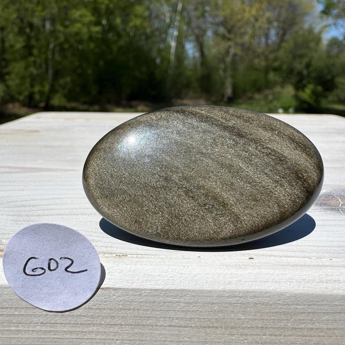 Beautiful Natural Gold Obsidian Crystal Palm Stone - #2