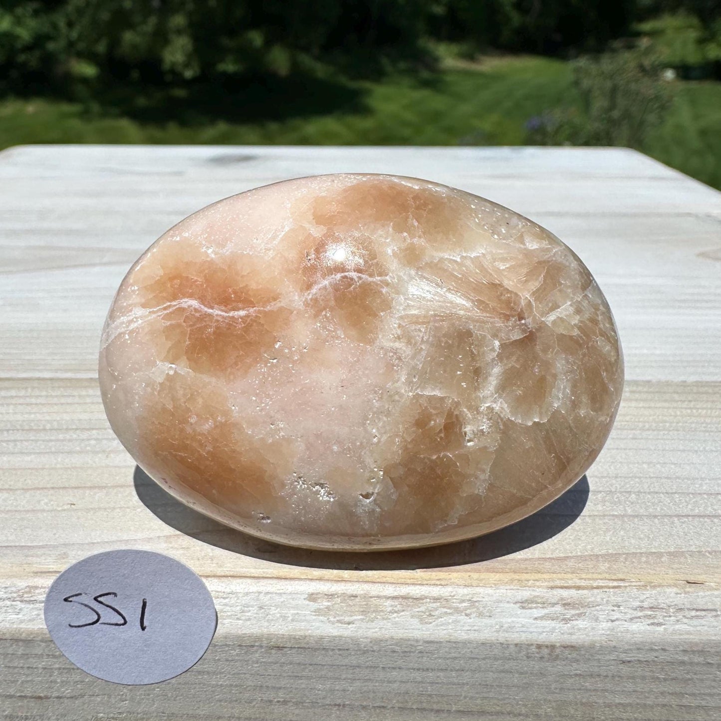 Gorgeous Polished Scolecite with Stilbite Palm Stone - #1