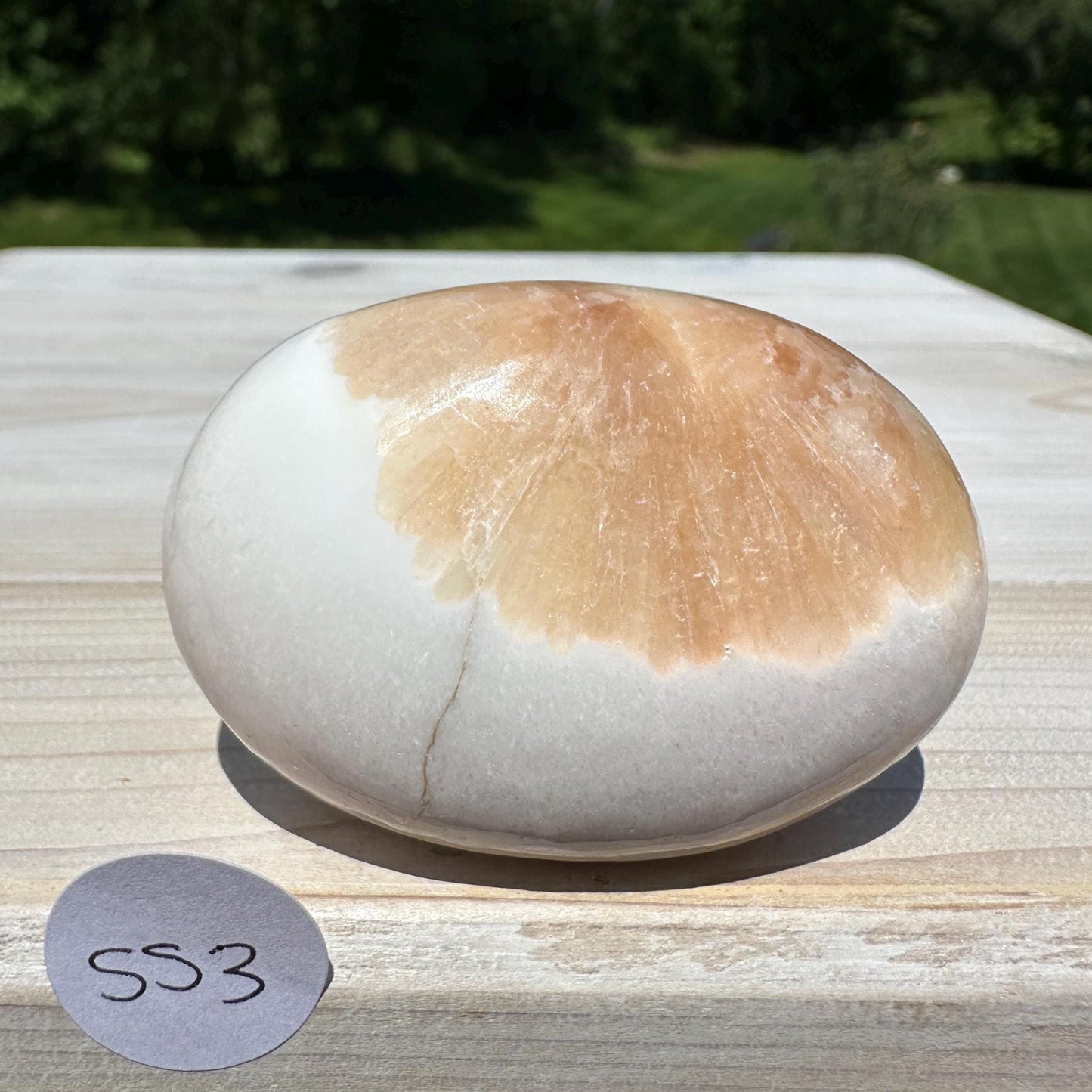 Gorgeous Polished Scolecite with Stilbite Palm Stone - #3