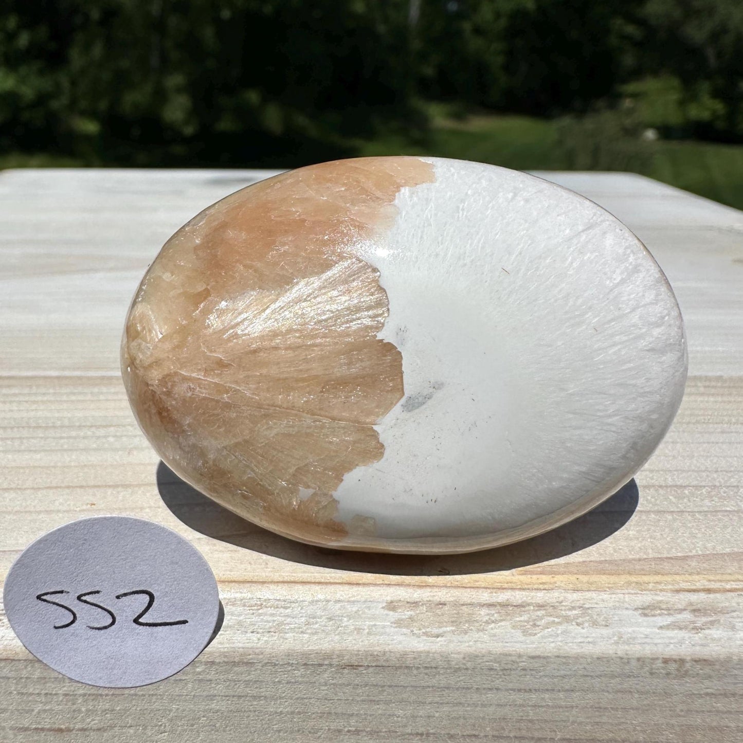 Gorgeous Polished Scolecite with Stilbite Palm Stone - #2