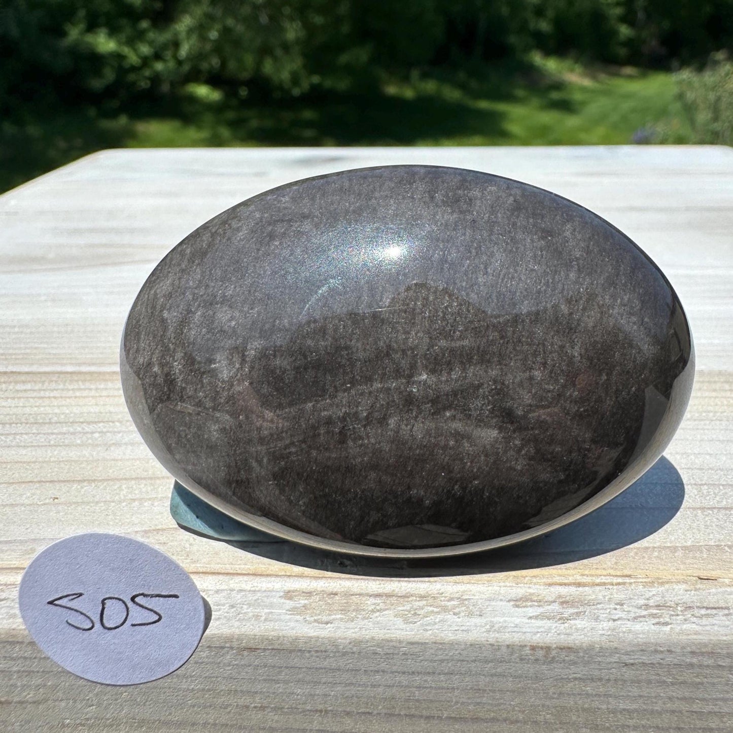 Silver Sheen Obsidian Palm Stone from Mexico - #5