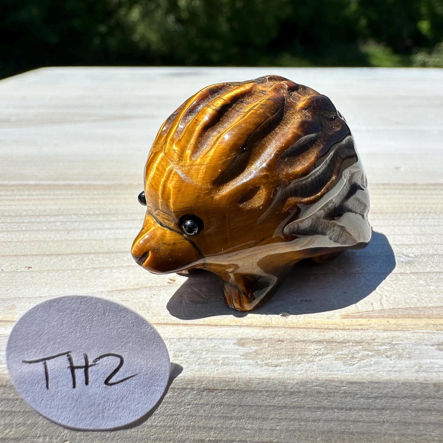 Cute Tiger Eye Hedgehog Carving - #2