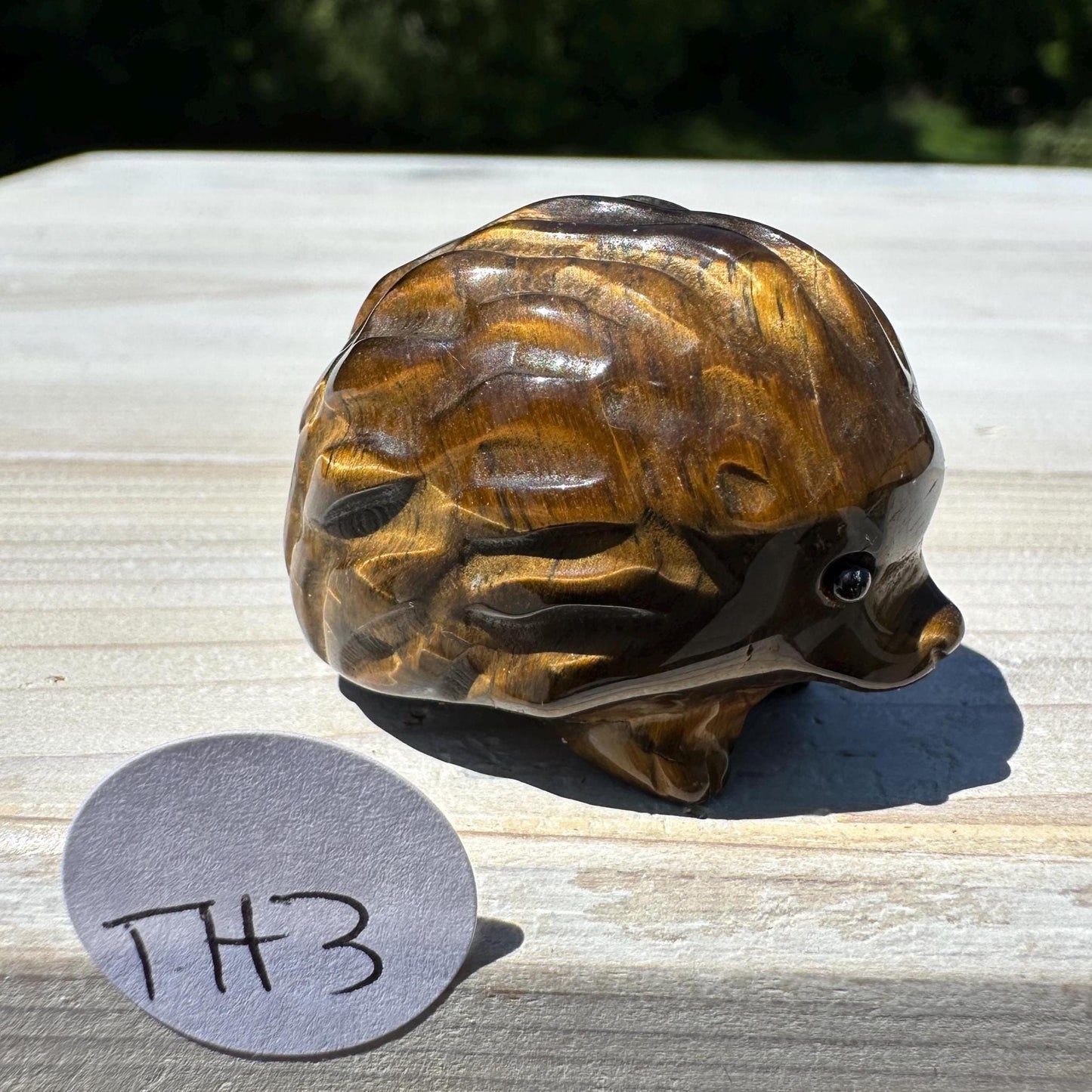Cute Tiger Eye Hedgehog Carving - #3