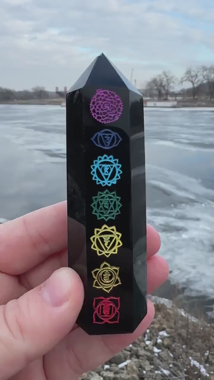 Black Obsidian Chakra Tower (Imperfection)