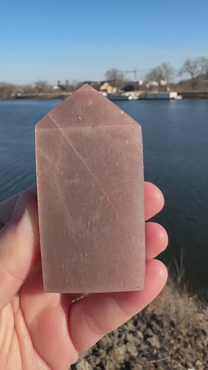 Super Flashy Peach Moonstone Tower from India