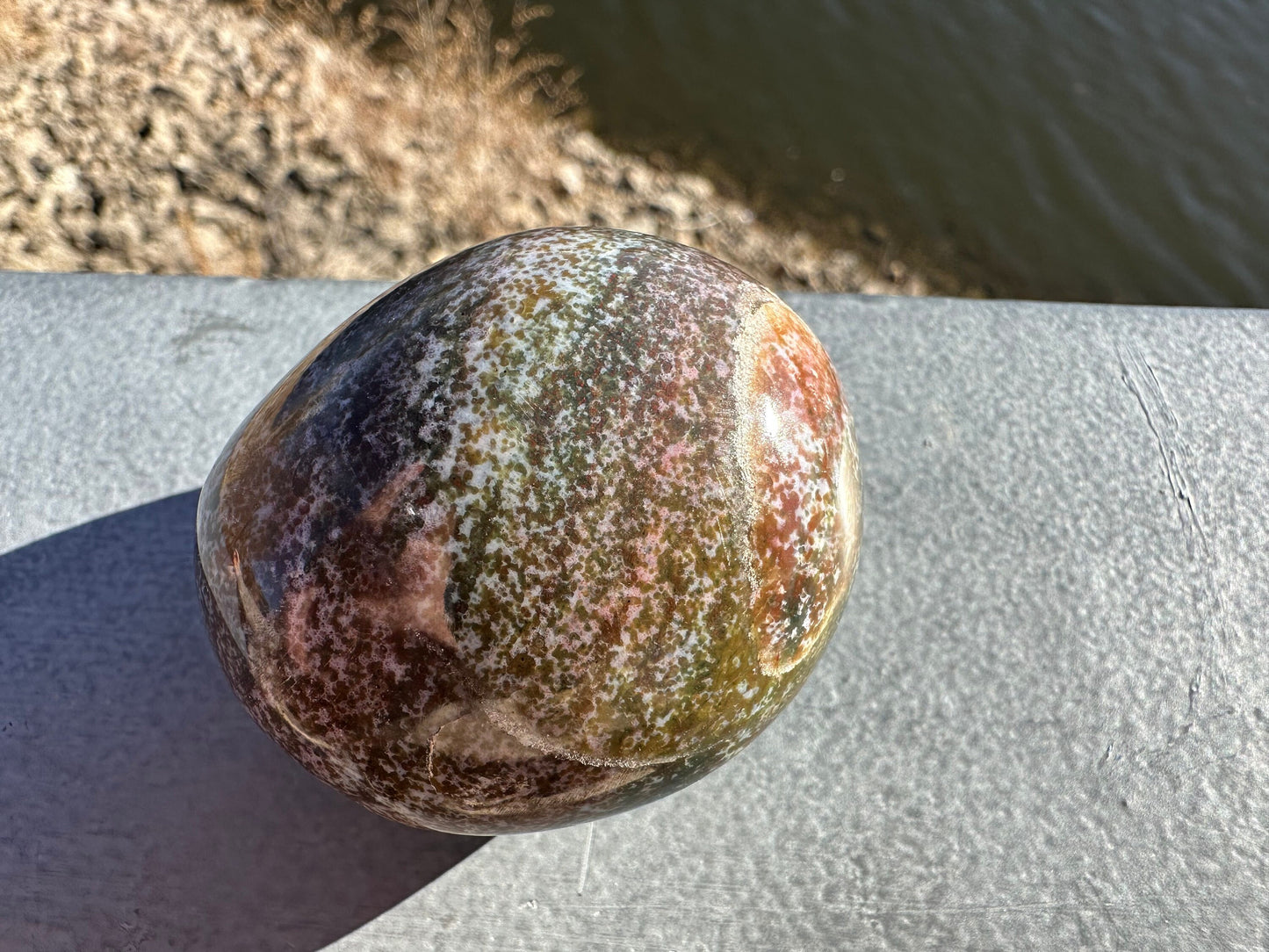 Rainbow Ocean Jasper Palm Stone | Ocean Jasper | Ocean Jasper Palm Stone | Ocean Jasper Sphere Active