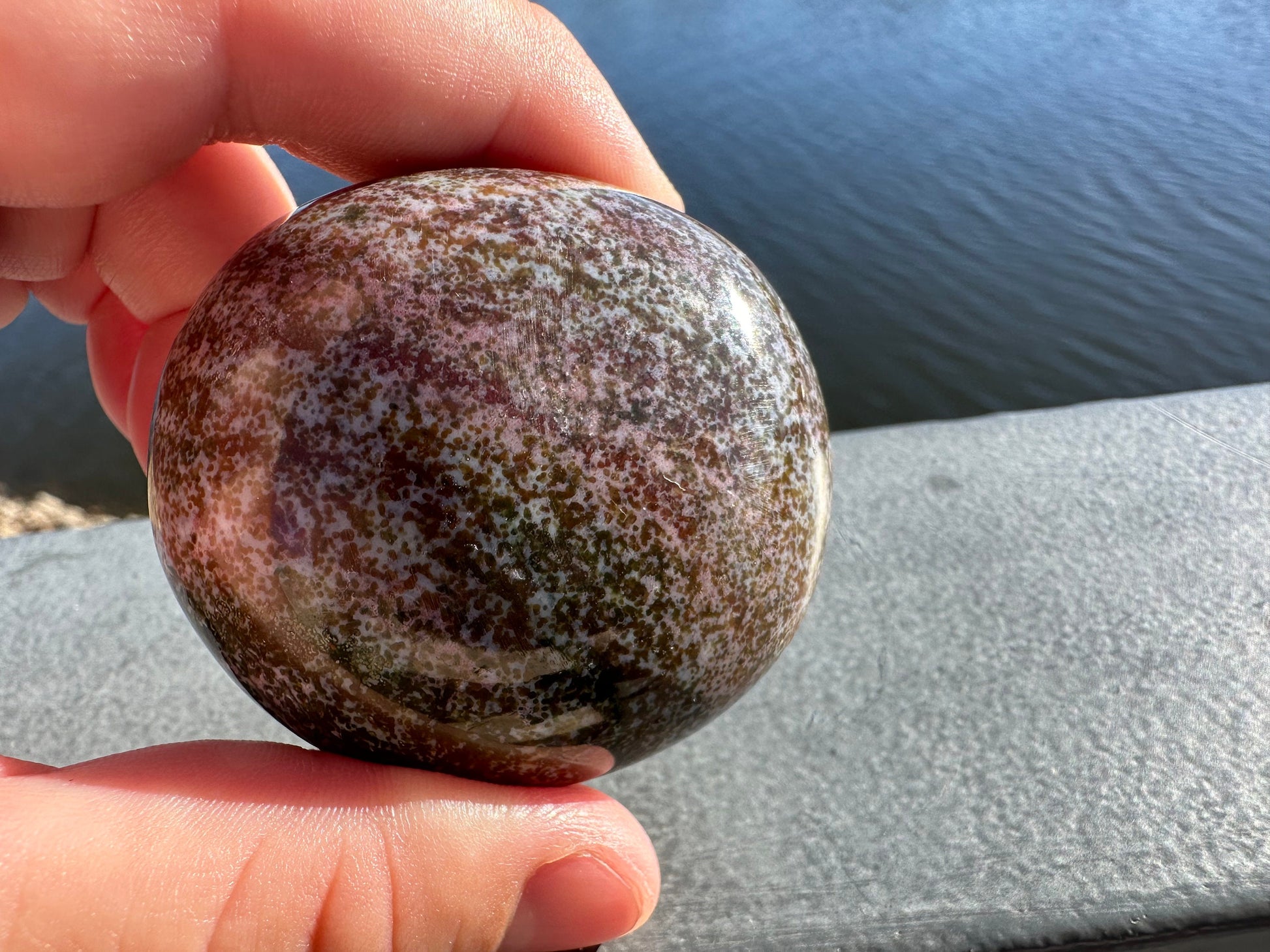 Rainbow Ocean Jasper Palm Stone | Ocean Jasper | Ocean Jasper Palm Stone | Ocean Jasper Sphere Active