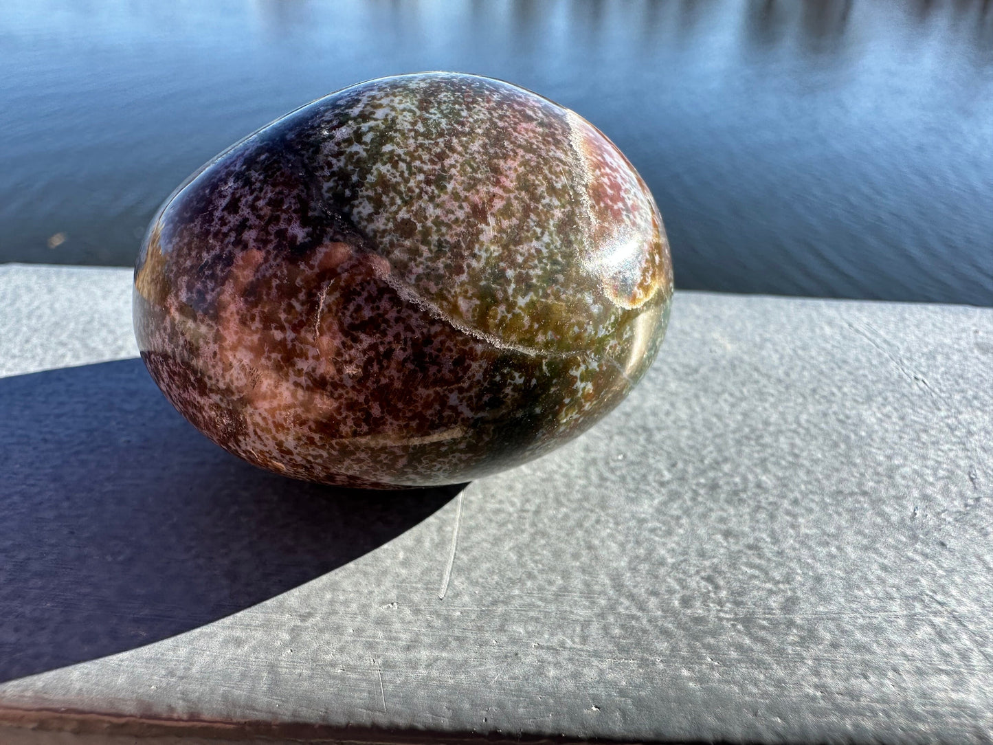 Rainbow Ocean Jasper Palm Stone | Ocean Jasper | Ocean Jasper Palm Stone | Ocean Jasper Sphere Active