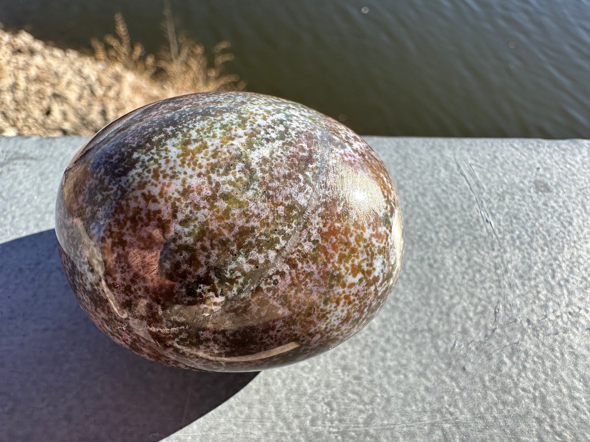 Rainbow Ocean Jasper Palm Stone | Ocean Jasper | Ocean Jasper Palm Stone | Ocean Jasper Sphere Active
