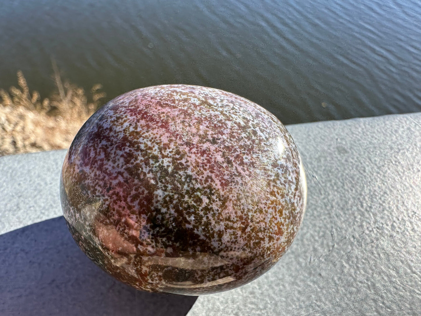 Rainbow Ocean Jasper Palm Stone | Ocean Jasper | Ocean Jasper Palm Stone | Ocean Jasper Sphere Active