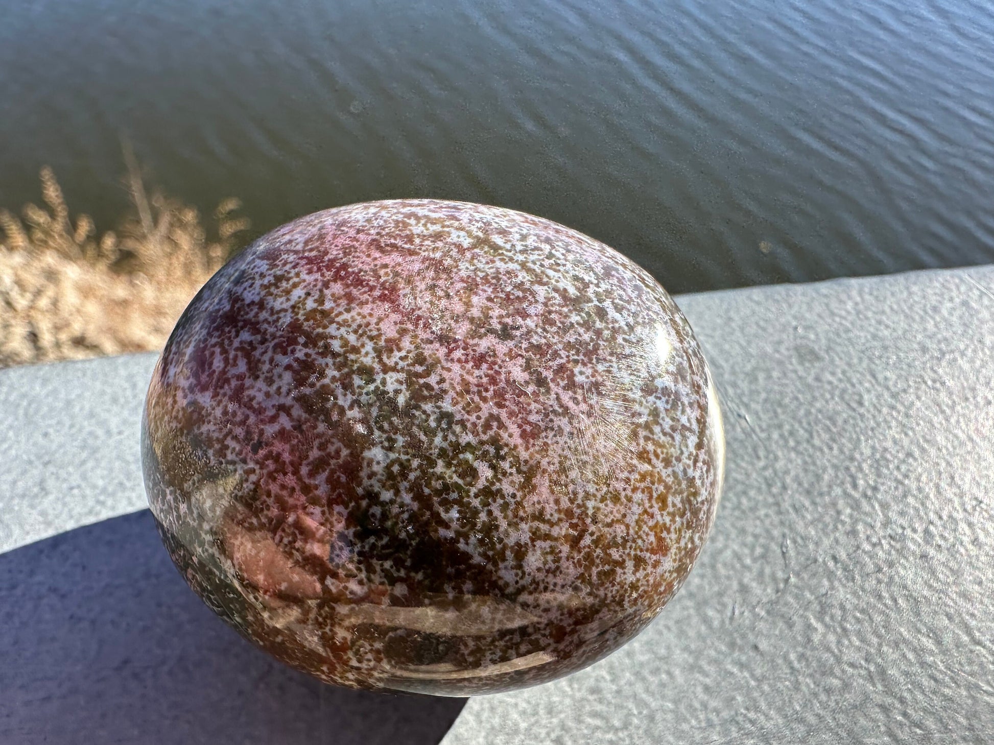 Rainbow Ocean Jasper Palm Stone | Ocean Jasper | Ocean Jasper Palm Stone | Ocean Jasper Sphere Active