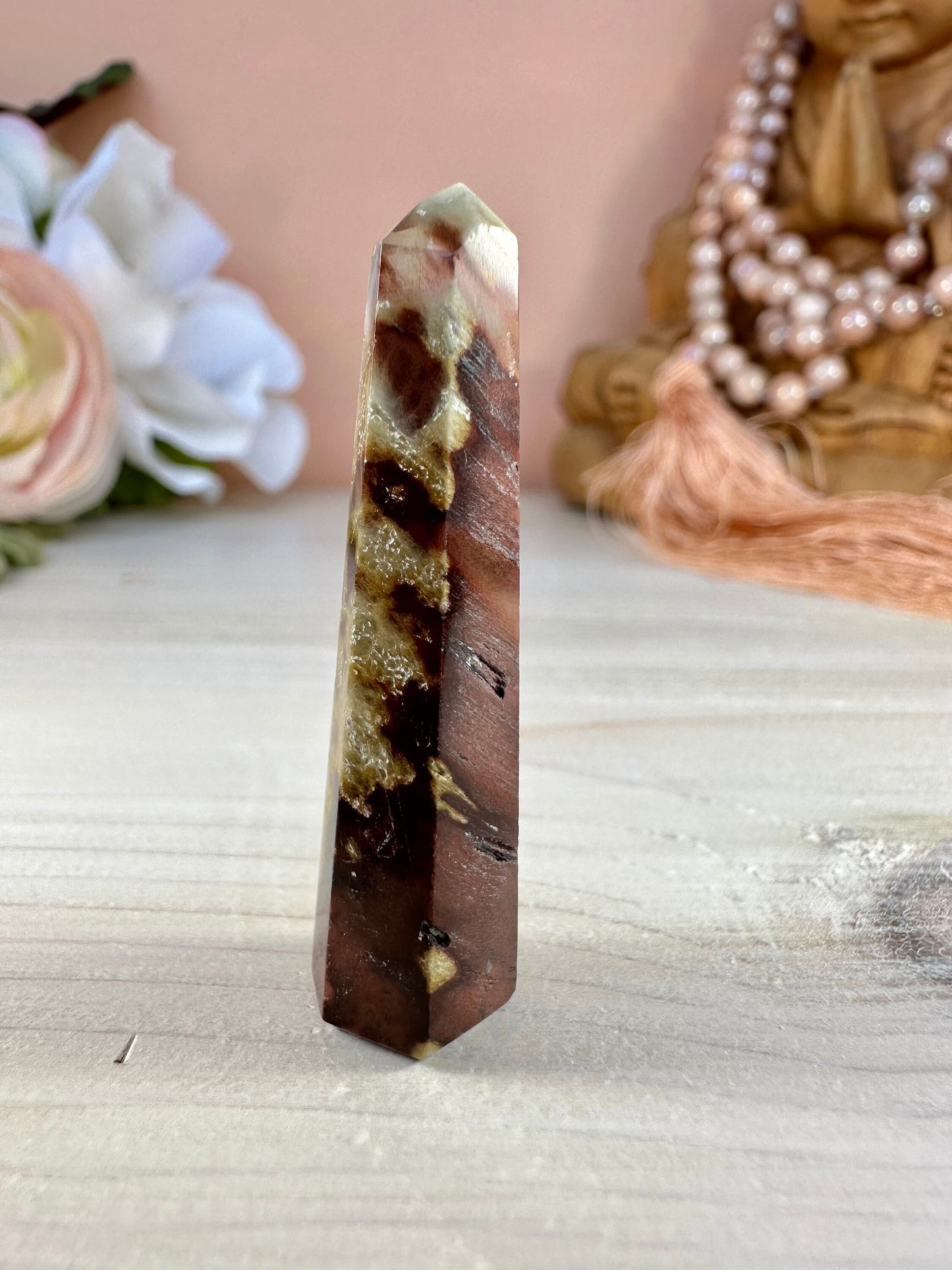 Mini Amphibole Quartz Polished Point from Brazil | Red Amphibole | Angel Wing Phantom Quartz | Red Rabbit Quartz