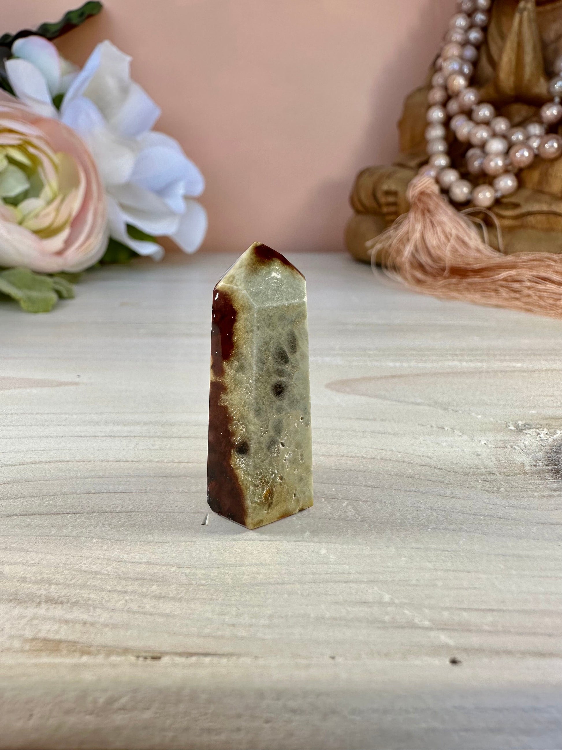 Mini Amphibole Quartz Polished Point from Brazil | Red Amphibole | Angel Wing Phantom Quartz | Red Rabbit Quartz