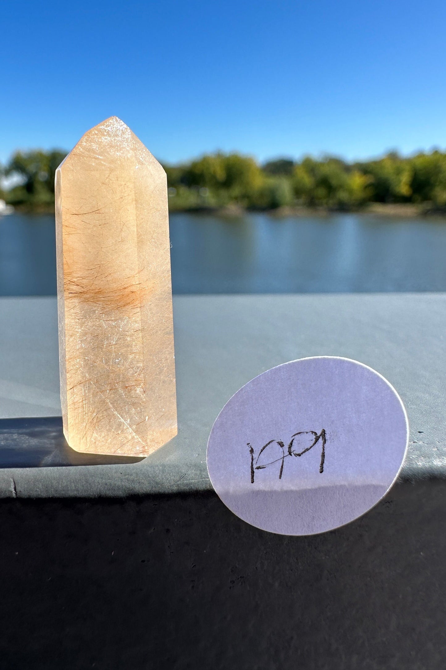 Mini Peach Amphibole Quartz Polished Point from Brazil | Pink Amphibole | Angel Wing Phantom Quartz | Angel Hair Quartz