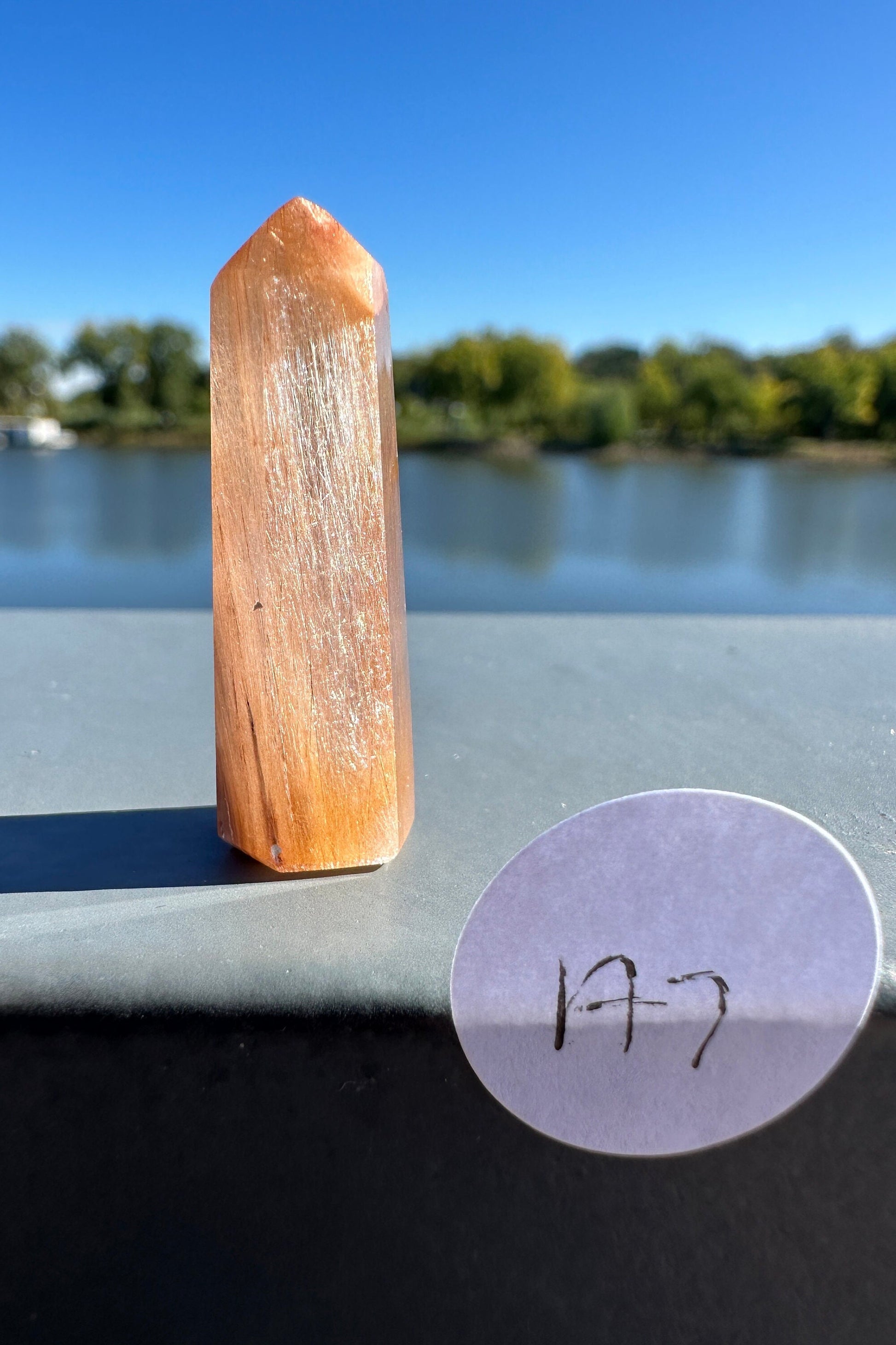 Mini Peach Amphibole Quartz Polished Point from Brazil | Pink Amphibole | Angel Wing Phantom Quartz | Angel Hair Quartz