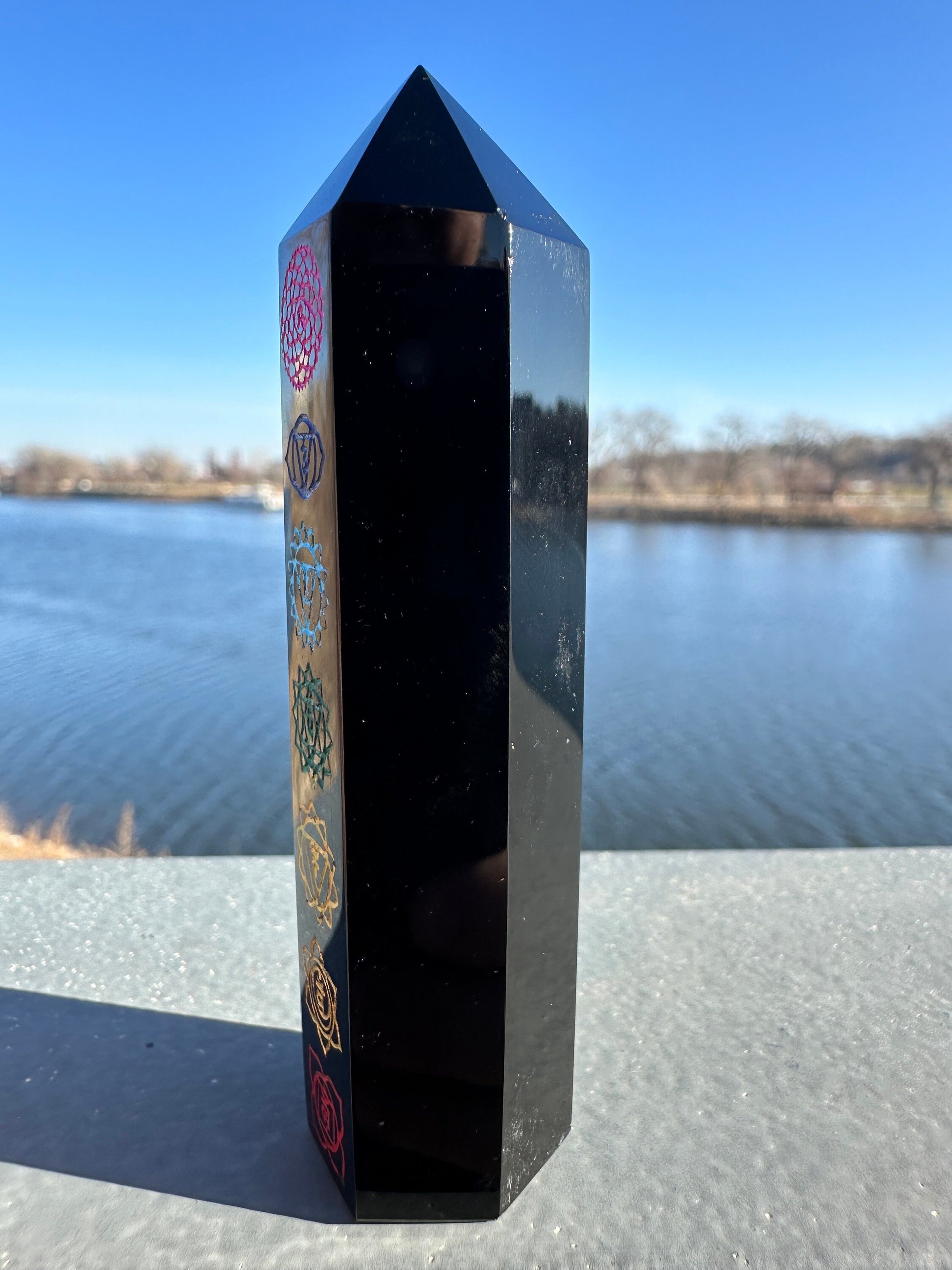 Black Obsidian Chakra Tower