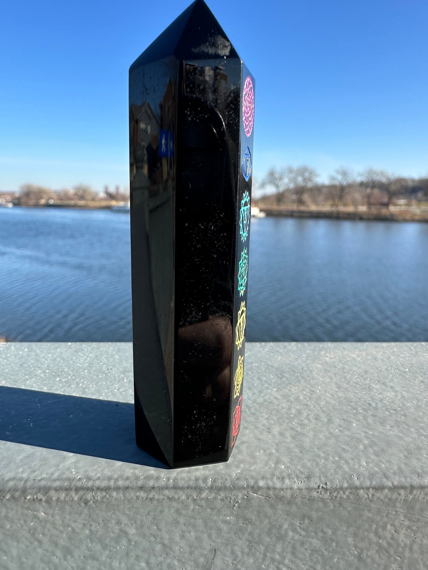 Black Obsidian Chakra Tower
