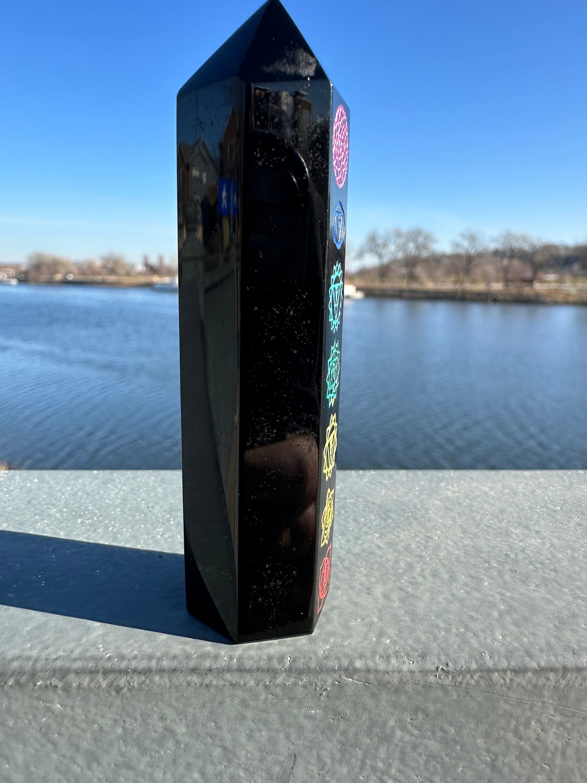 Black Obsidian Chakra Tower