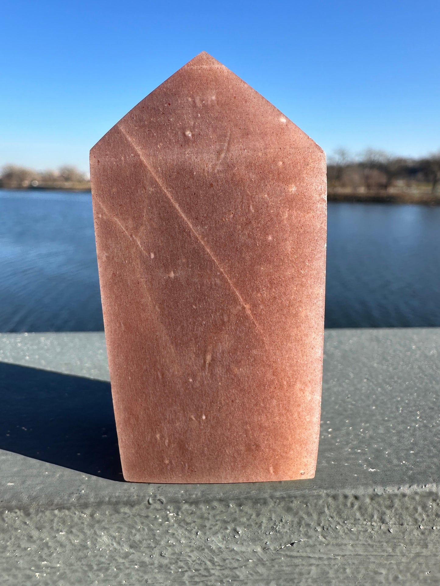 Super Flashy Peach Moonstone Tower from India