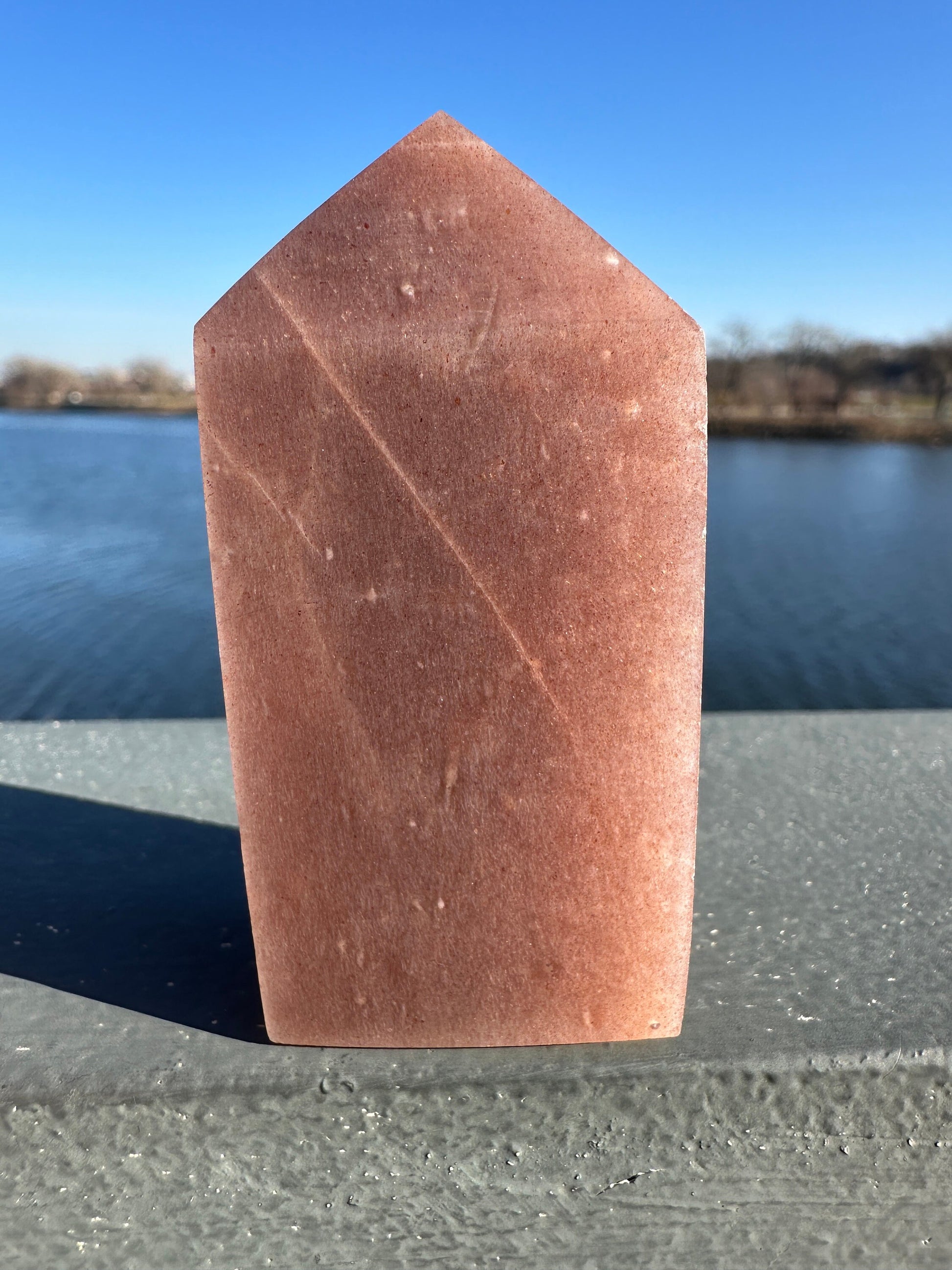 Super Flashy Peach Moonstone Tower from India