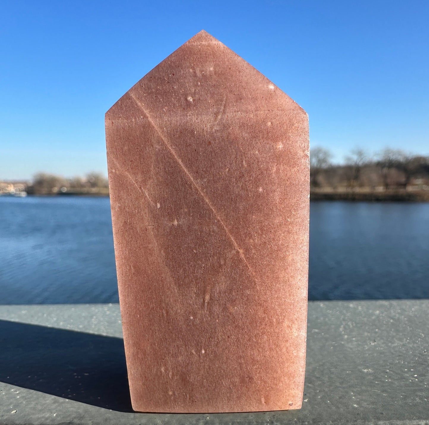 Super Flashy Peach Moonstone Tower from India