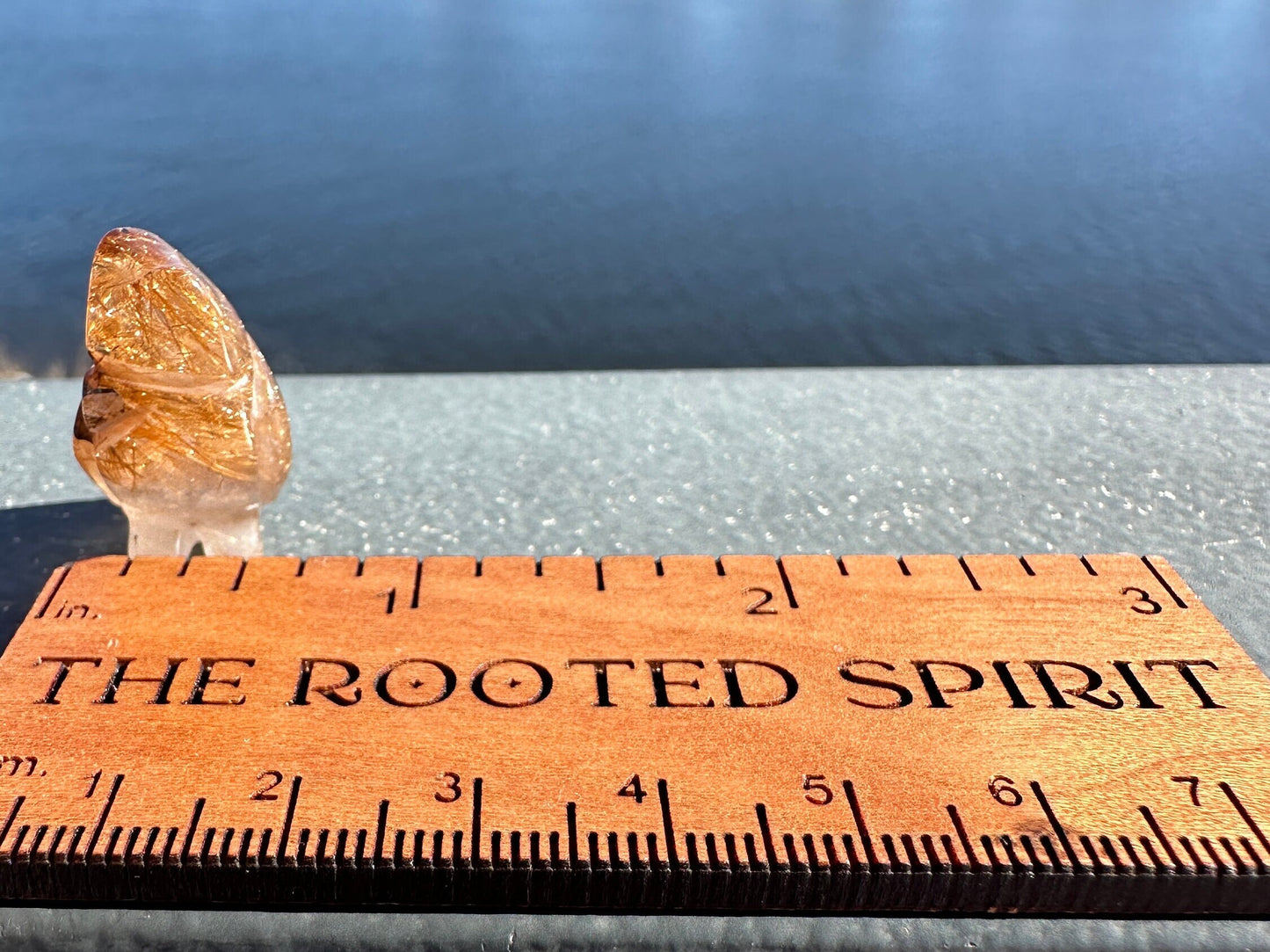 High Grade Golden Rutile Quartz Owl Carving from Brazil | Garden Quartz | Inclusion Quartz