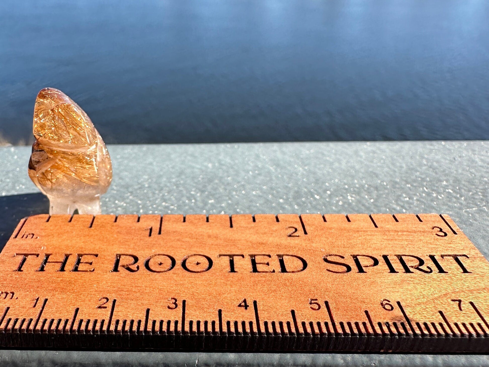 High Grade Golden Rutile Quartz Owl Carving from Brazil | Garden Quartz | Inclusion Quartz