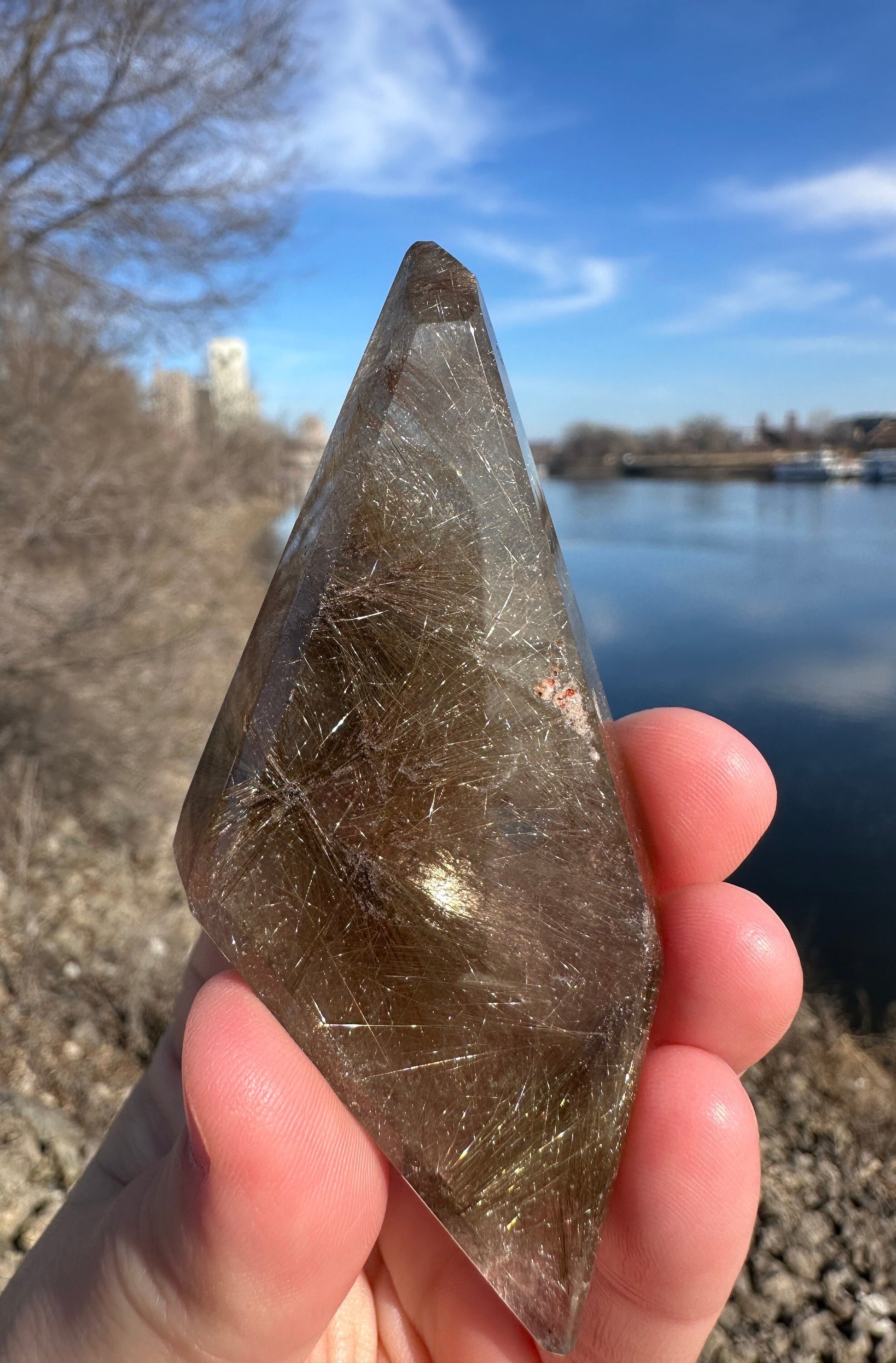 Amazing High Quality Inclusion Rutile Quartz with stand from Brazil | Lodalite | Quartz | High Quality Quartz | Quartz Tower