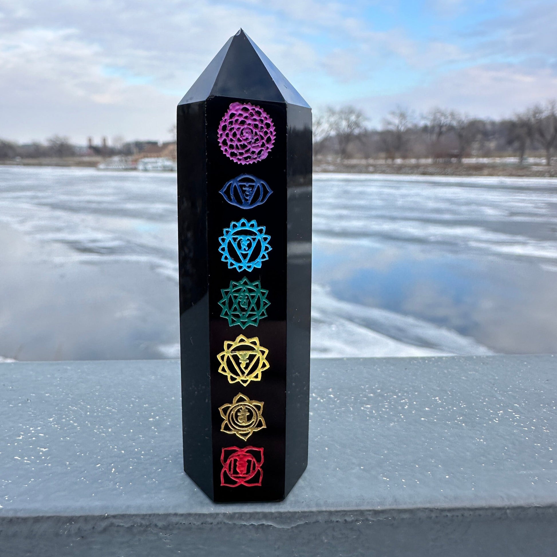 Black Obsidian Chakra Tower (Imperfection)