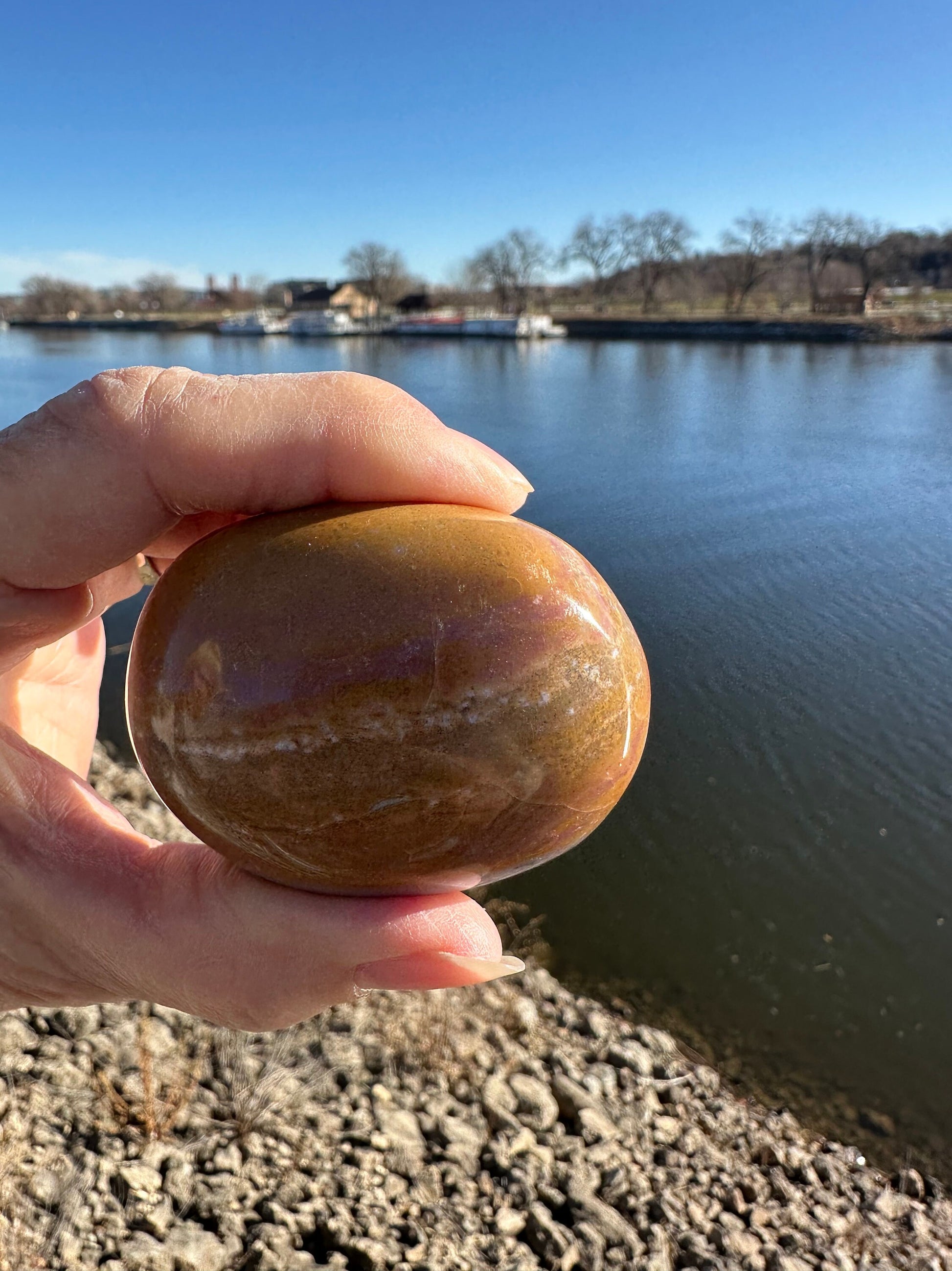 Rainbow Ocean Jasper Palm Stone | Ocean Jasper | Ocean Jasper Palm Stone | Ocean Jasper Sphere Active