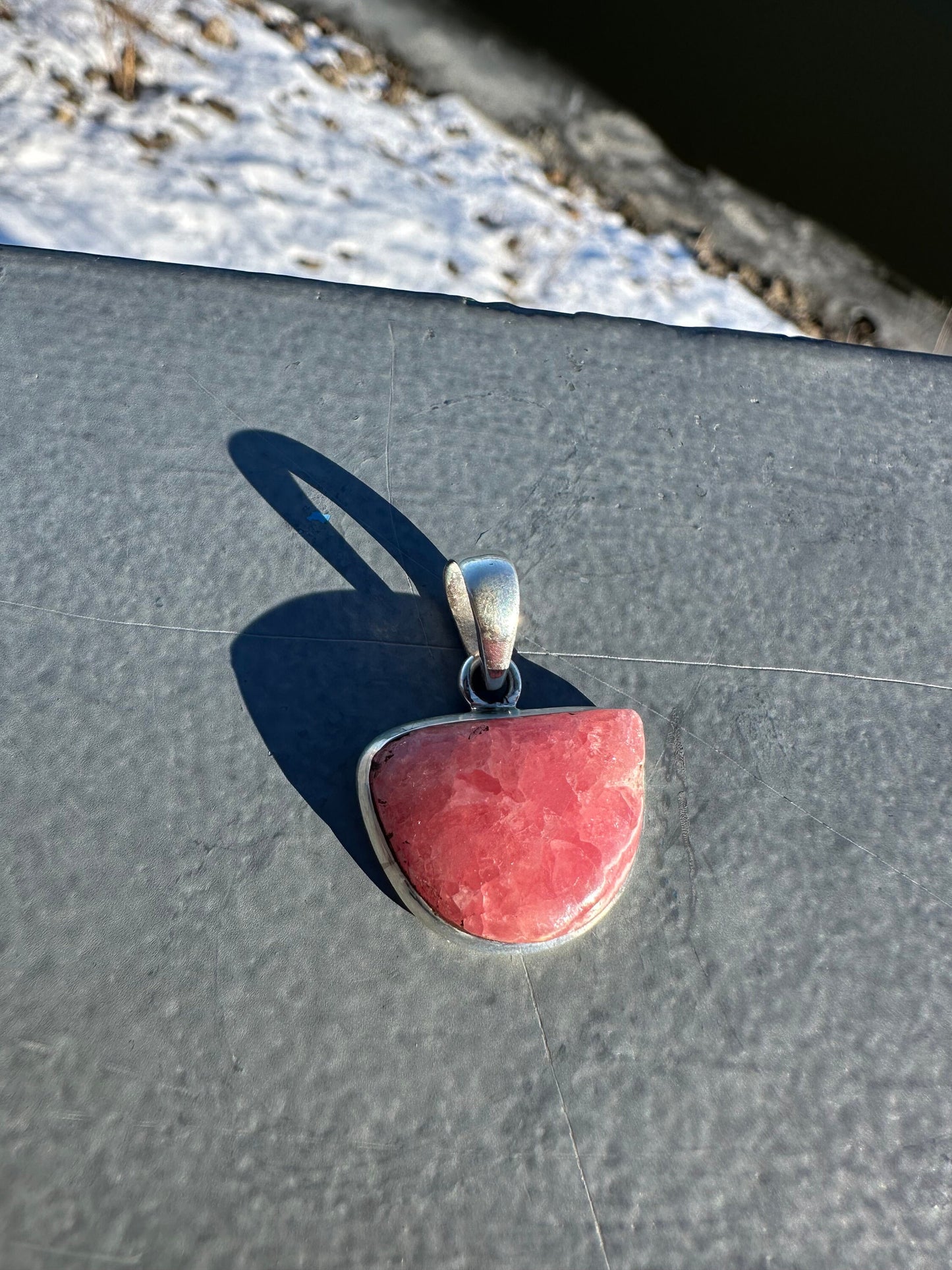 Natural Rhodochrosite Silver Pendant | Pink Pendant | Gemstone Pendant | Solid Silver Pendant | Handmade Pendant | Necklace