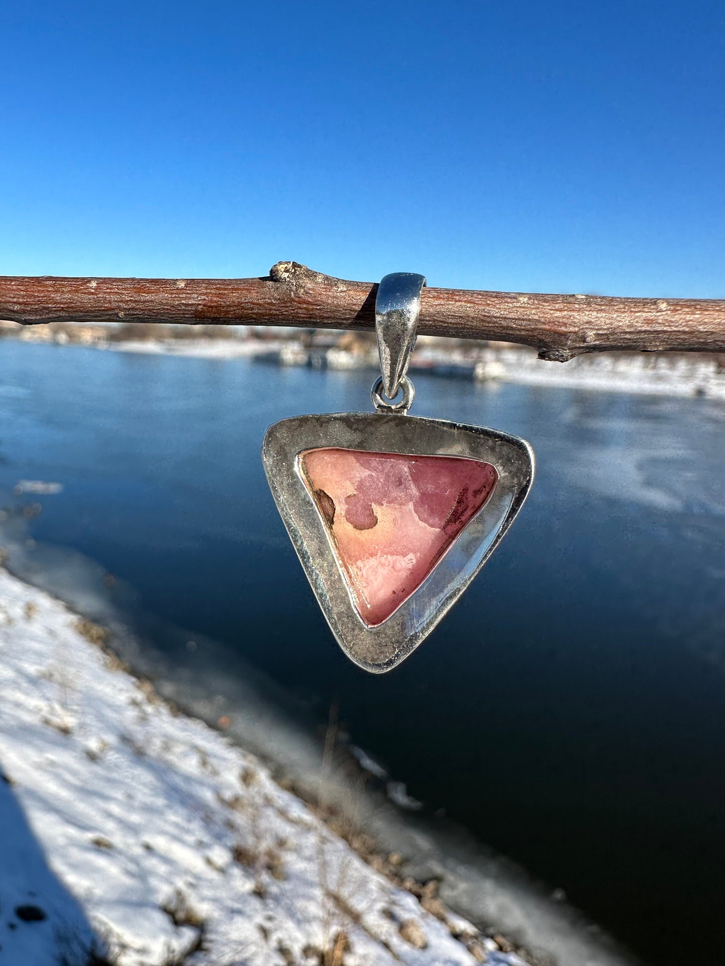 Natural Rhodochrosite Silver Pendant | Pink Pendant | Gemstone Pendant | Solid Silver Pendant | Handmade Pendant | Necklace