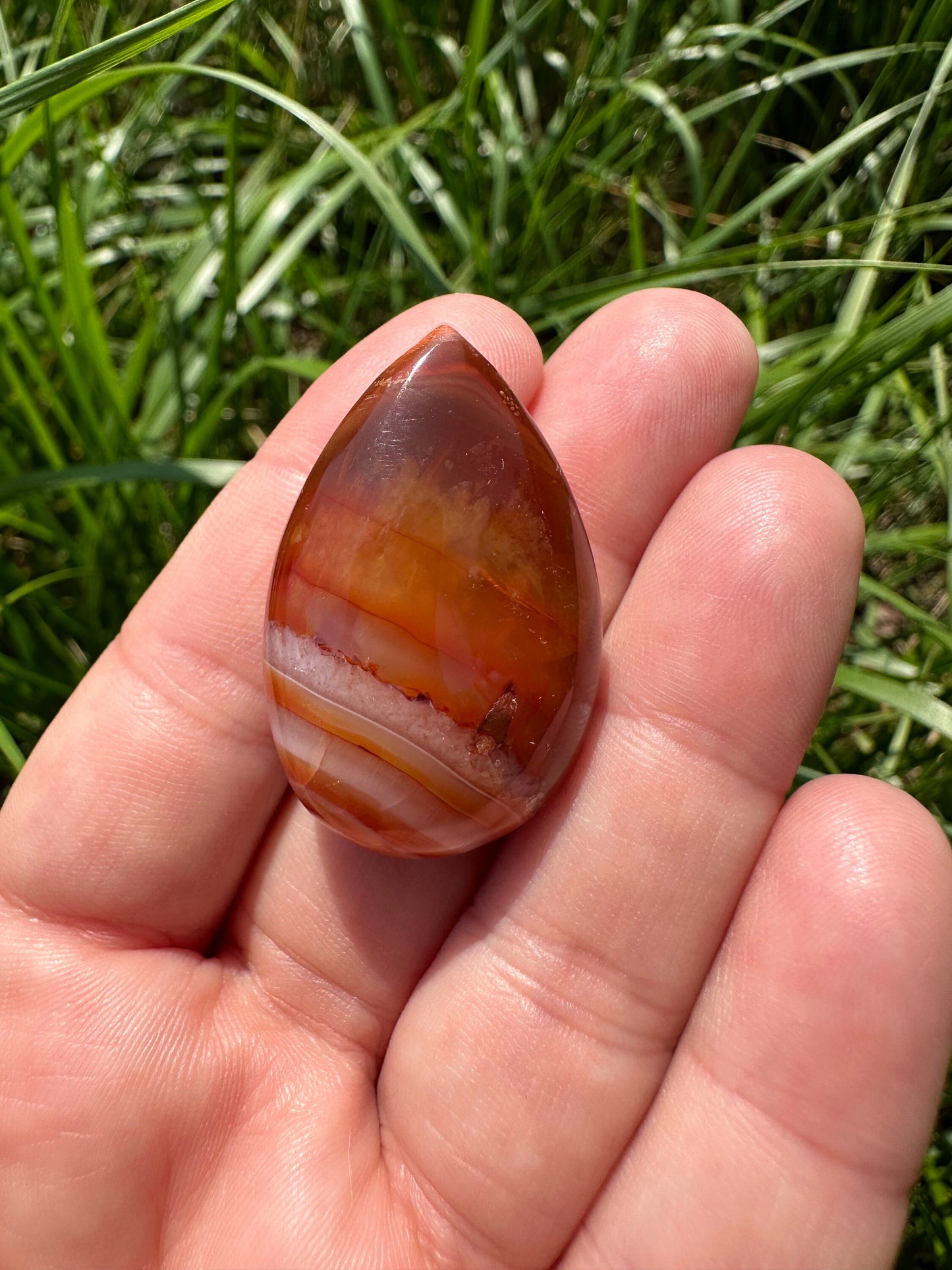 One (1) Carnelian Tear Drop | Carnelian Palm Stone | Sacral Chakra | Creativity | Energizing