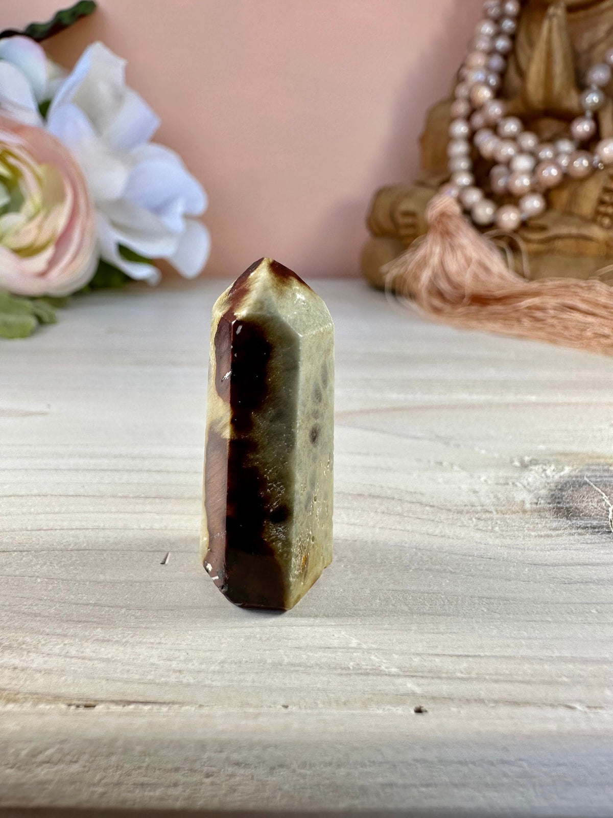 Mini Amphibole Quartz Polished Point from Brazil | Red Amphibole | Angel Wing Phantom Quartz | Red Rabbit Quartz