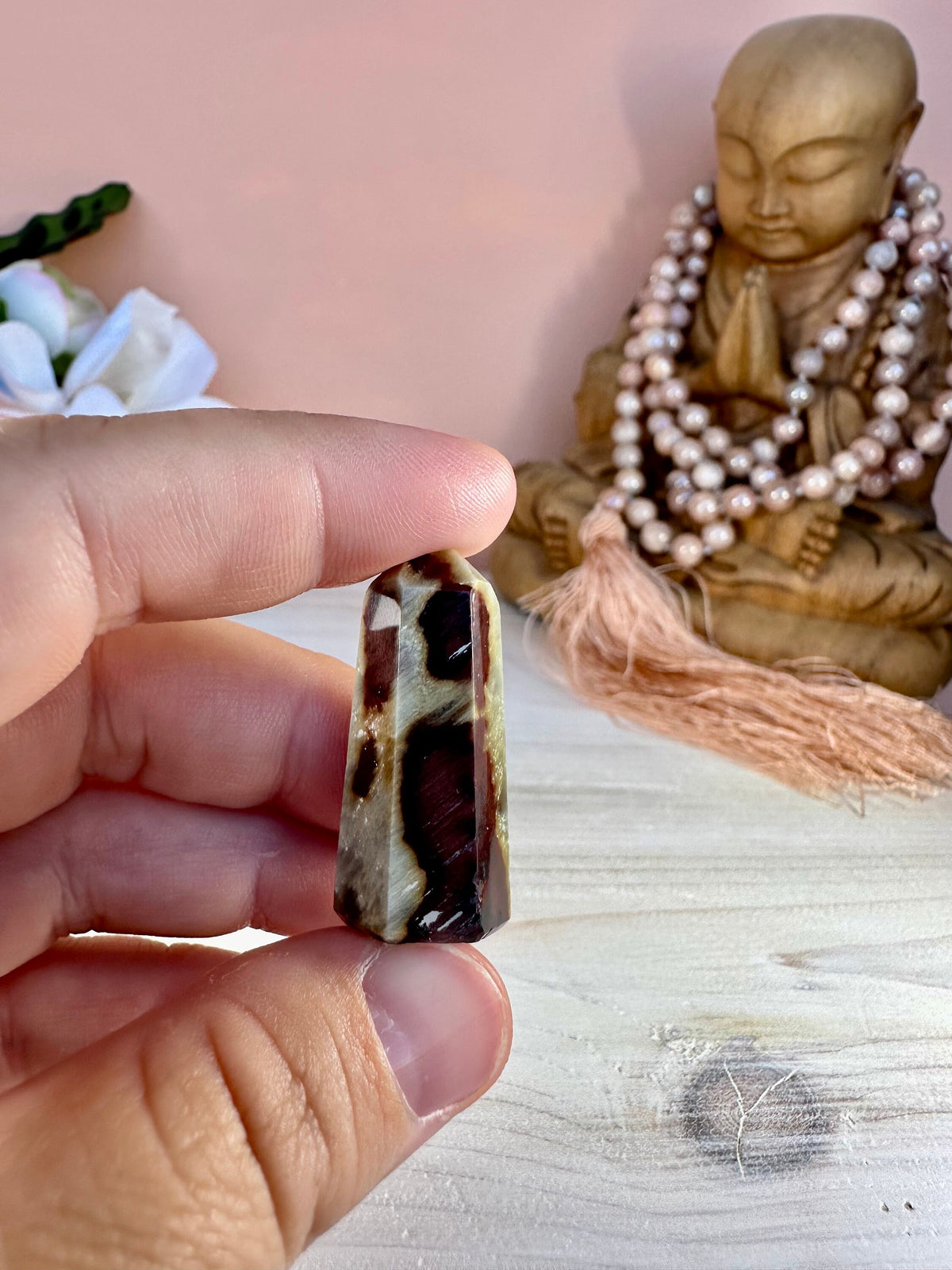 Mini Amphibole Quartz Polished Point from Brazil | Red Amphibole | Angel Wing Phantom Quartz | Red Rabbit Quartz