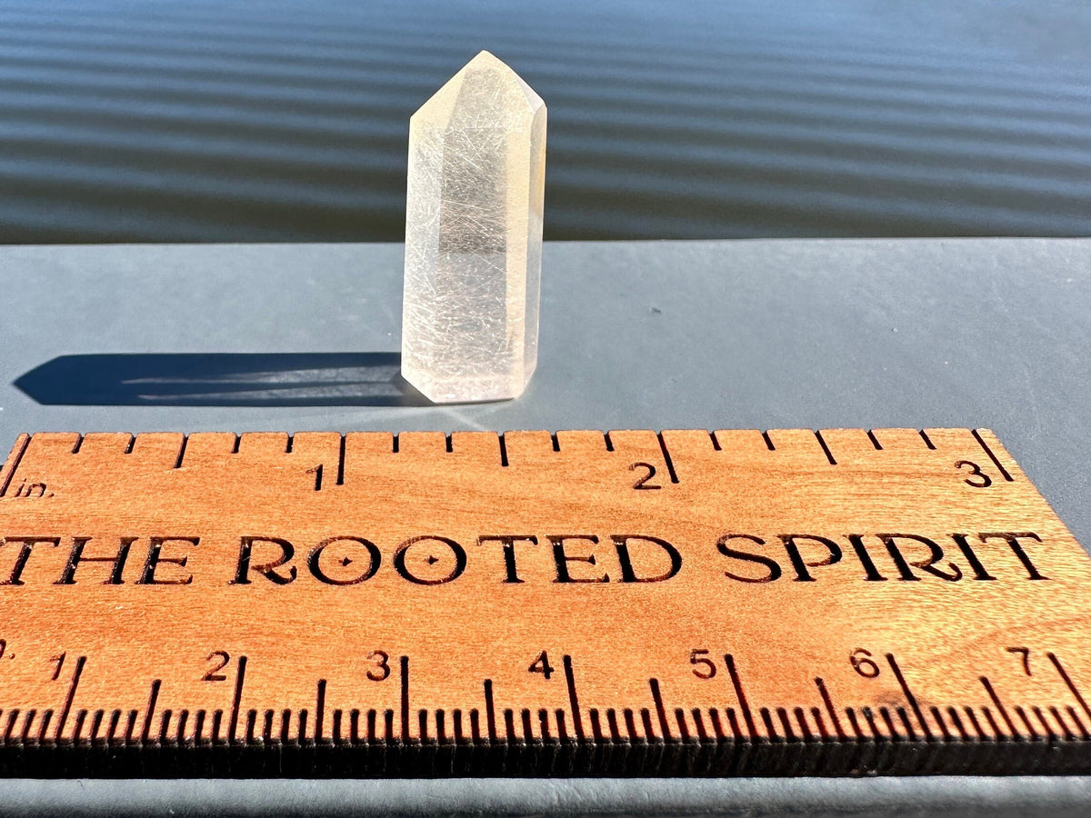 Mini Peach Amphibole Quartz Polished Point from Brazil | Pink Amphibole | Angel Wing Phantom Quartz | Angel Hair Quartz