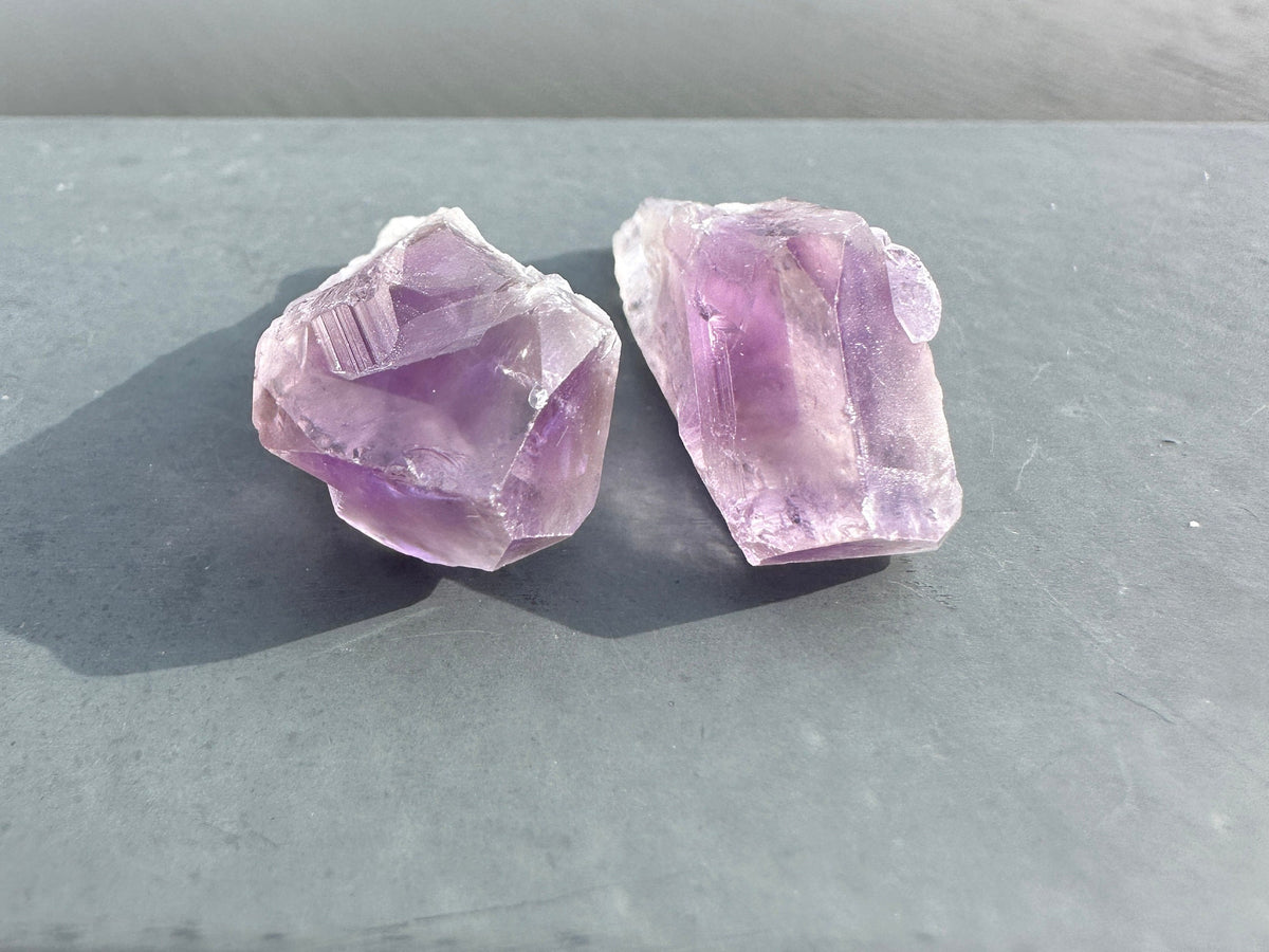 Set of Two (2) Raw Amethyst Points from Brazil | Tumbles Amethyst | Raw Amethyst | Amethyst