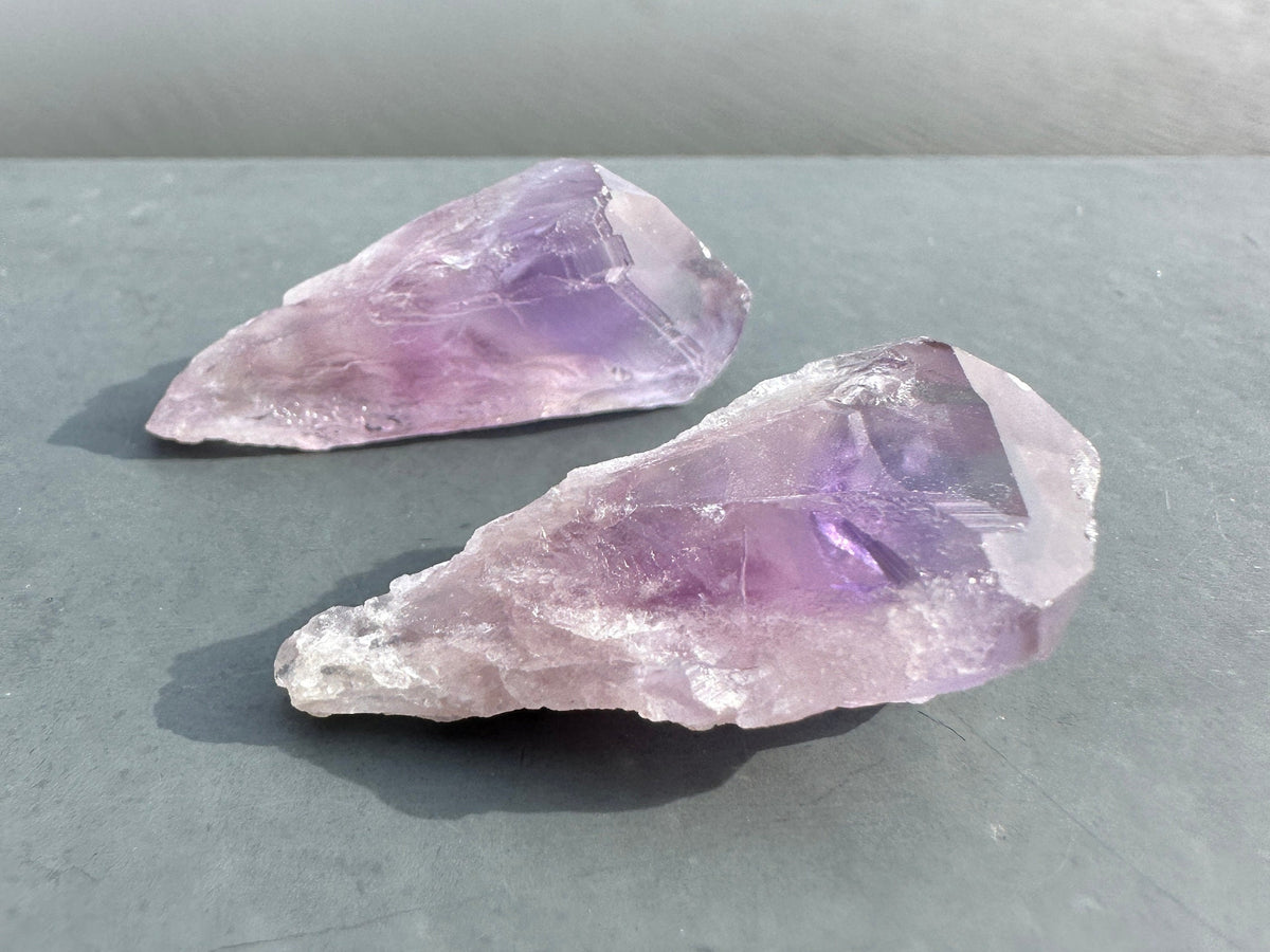 Set of Two (2) Raw Amethyst Points from Brazil | Tumbles Amethyst | Raw Amethyst | Amethyst