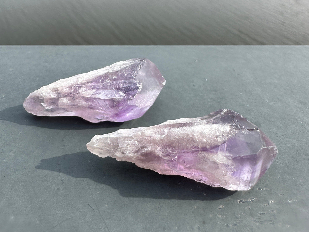 Set of Two (2) Raw Amethyst Points from Brazil | Tumbles Amethyst | Raw Amethyst | Amethyst