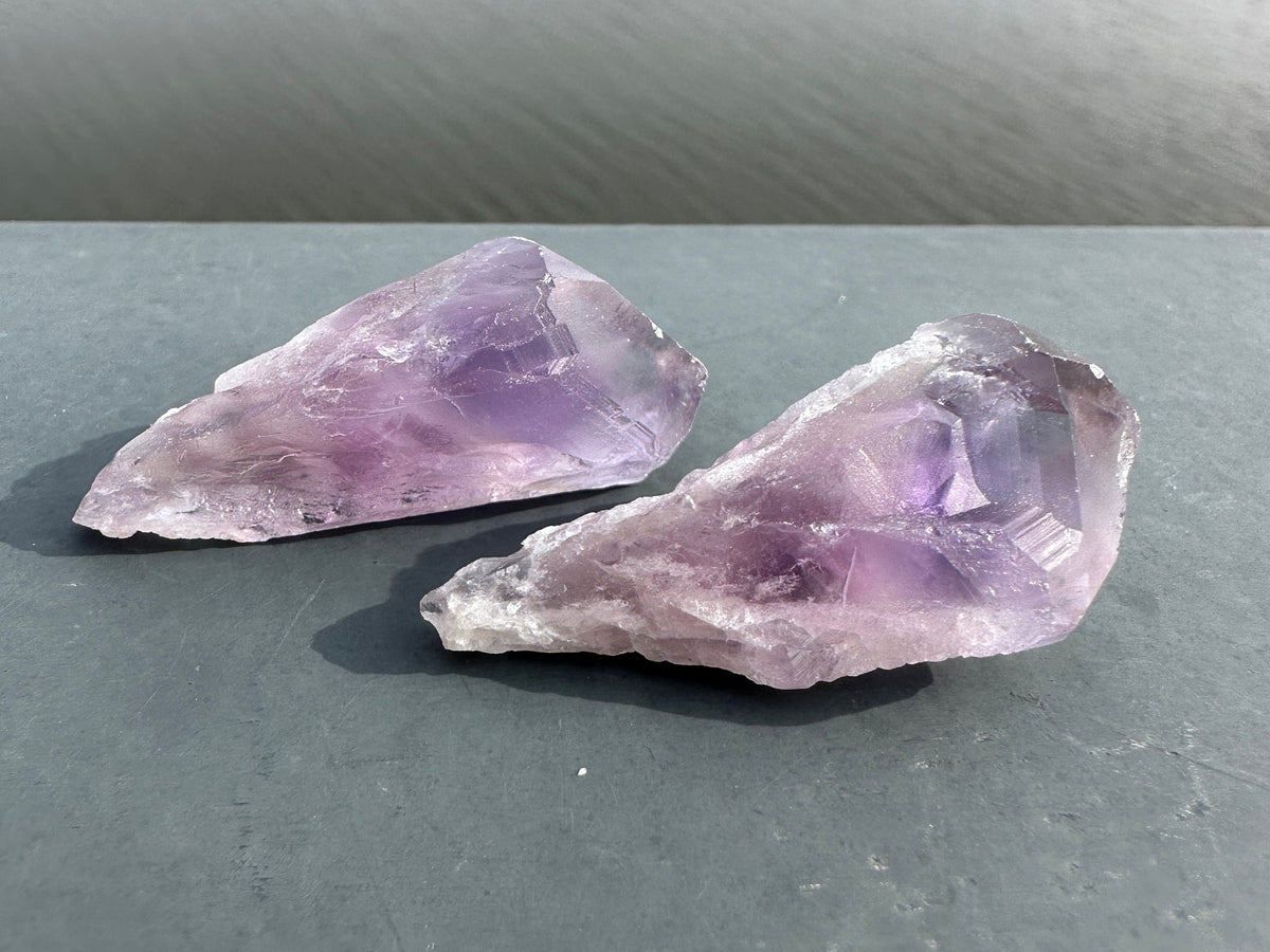 Set of Two (2) Raw Amethyst Points from Brazil | Tumbles Amethyst | Raw Amethyst | Amethyst
