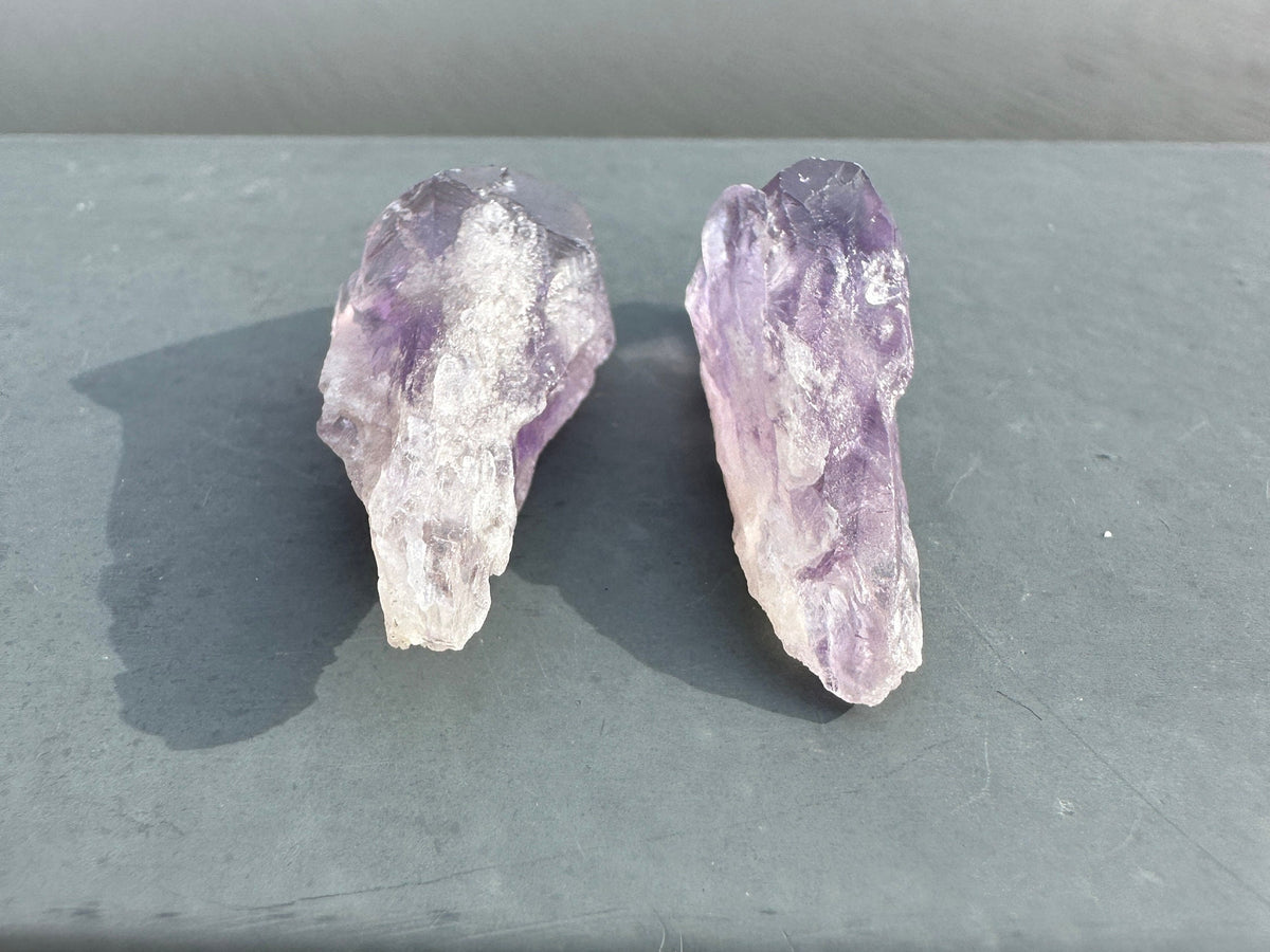 Set of Two (2) Raw Amethyst Points from Brazil | Tumbles Amethyst | Raw Amethyst | Amethyst